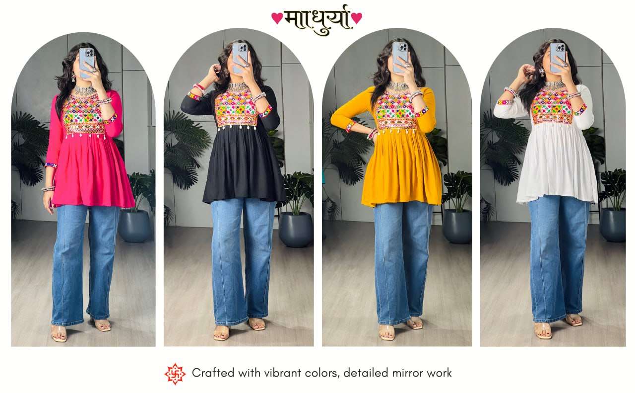 BANDHANI PALACE MADHURYA GAMTHI WORK NAVRATRI WEAR LADIES KEDIA SET 