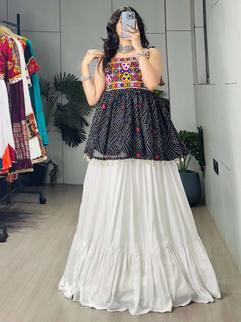 BANDHANI PALACE VARNIKA RAYON COTTON FANCY NAVRATRI WEAR KEDIA WITH LEHENGA 