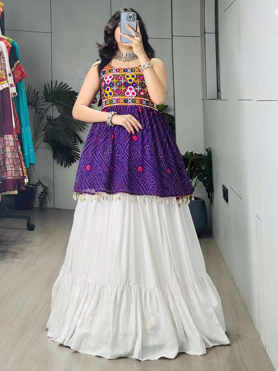 BANDHANI PALACE VARNIKA RAYON COTTON FANCY NAVRATRI WEAR KEDIA WITH LEHENGA 