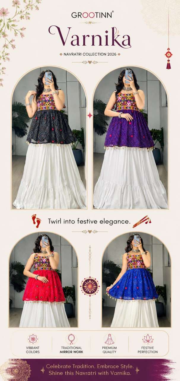 BANDHANI PALACE VARNIKA RAYON COTTON FANCY NAVRATRI WEAR KEDIA WITH LEHENGA 