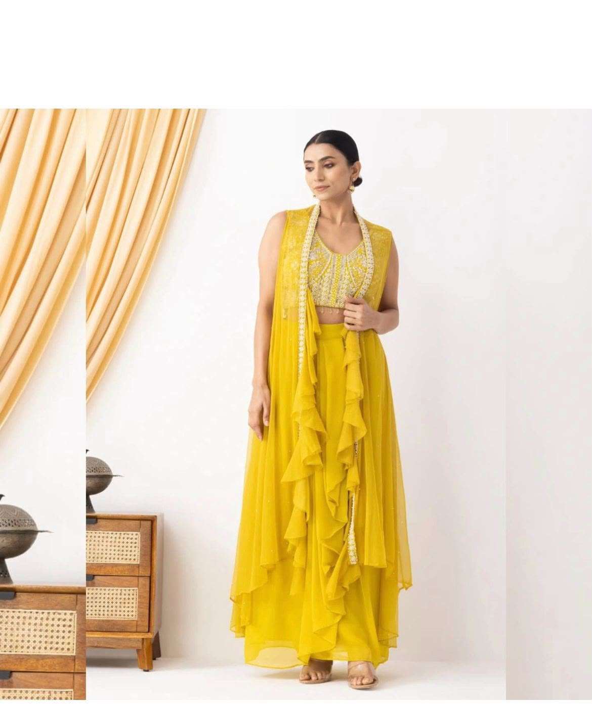 BE 332 GEORGETTE DESIGNER WORK PARTY WEAR INDO WESTERN LOOK OUTFIT 