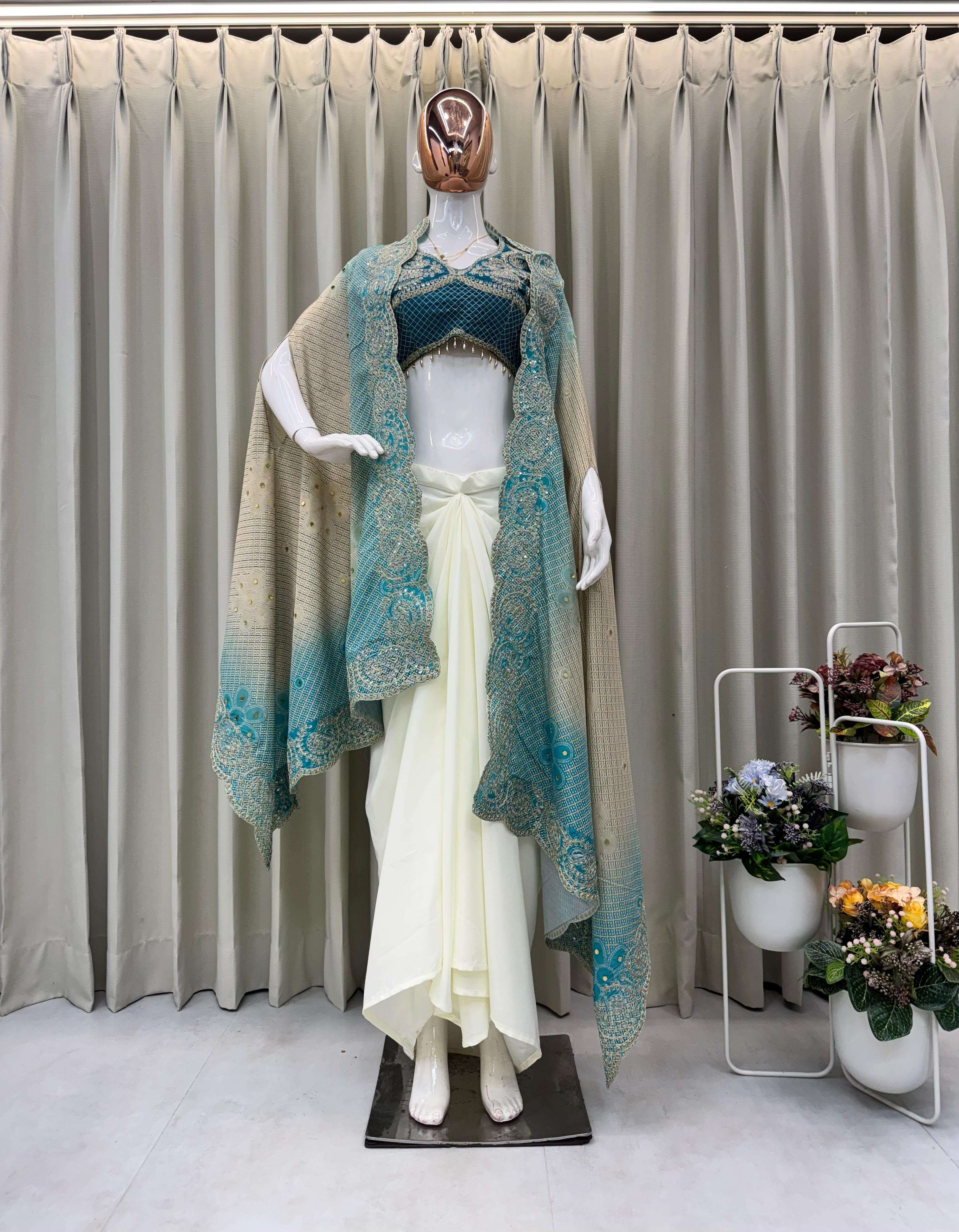 BE 339 SILK DESIGNER WEDDING WEAR INDO WESTERN STYLE DRESS