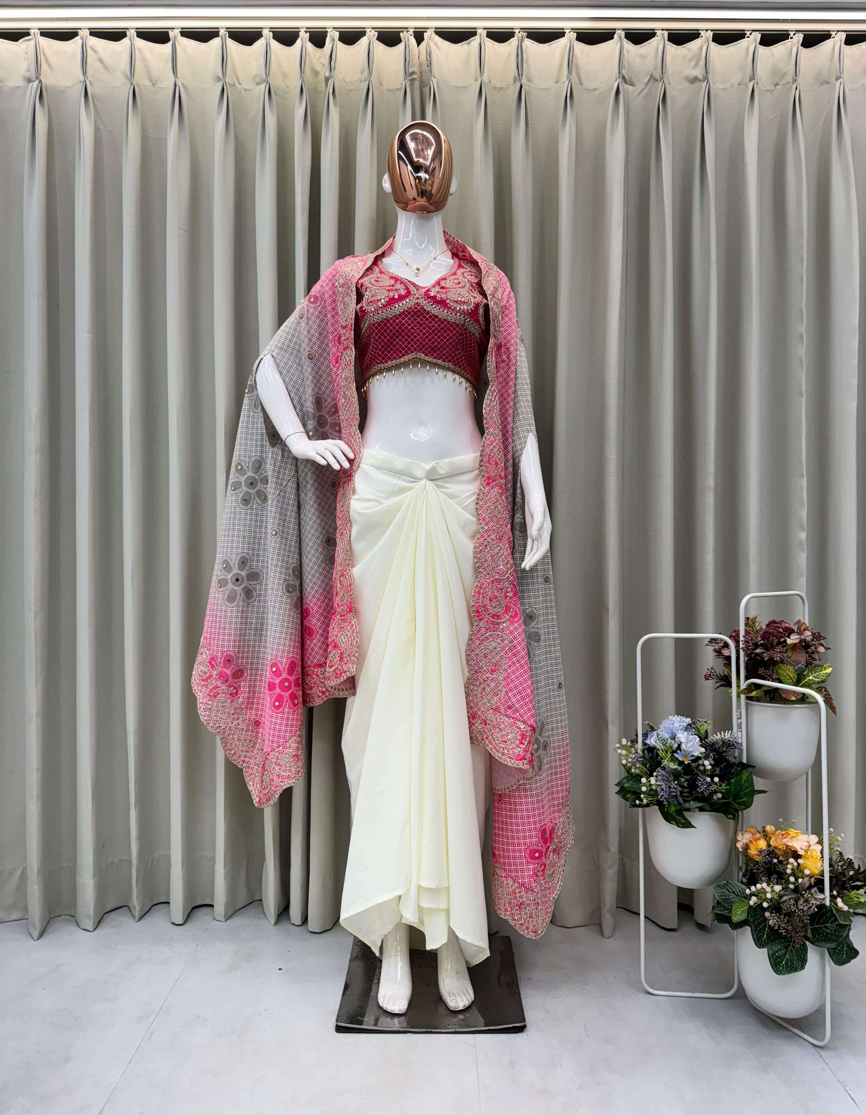 BE 339 SILK DESIGNER WEDDING WEAR INDO WESTERN STYLE DRESS