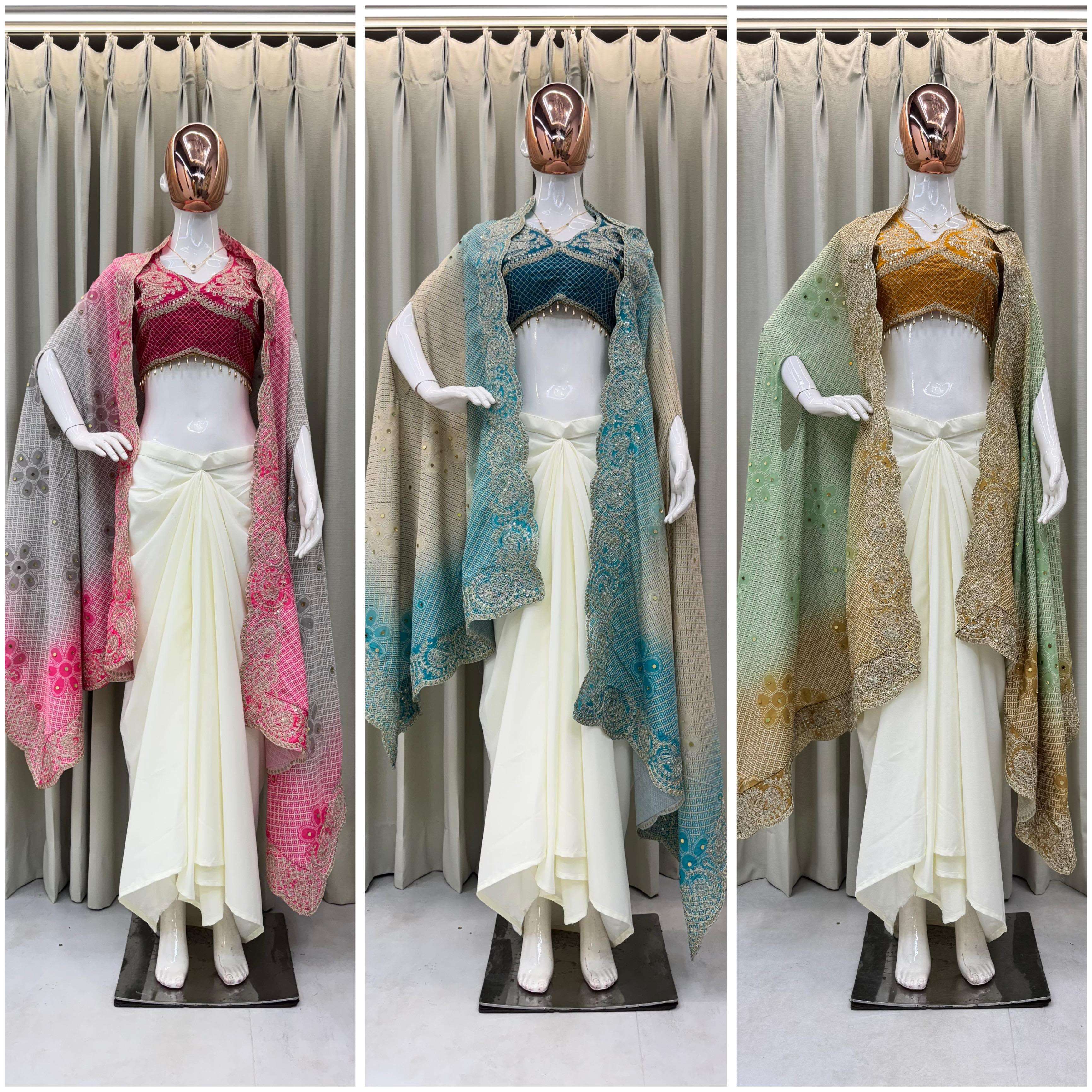 BE 339 SILK DESIGNER WEDDING WEAR INDO WESTERN STYLE DRESS