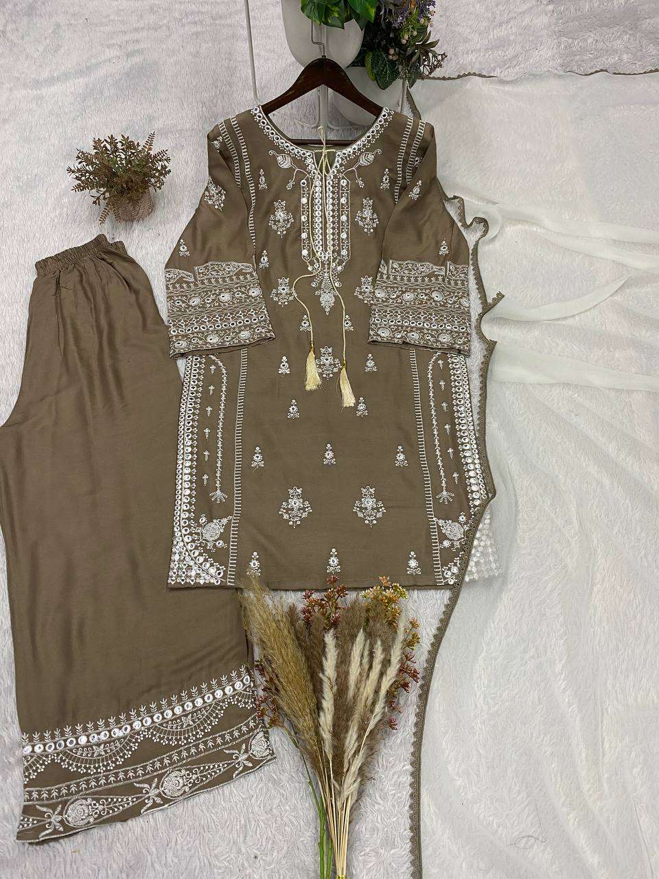 BE 465 RAYON EMBROIDERY DESIGNER WORK PARTY WEAR LADIES SUIT