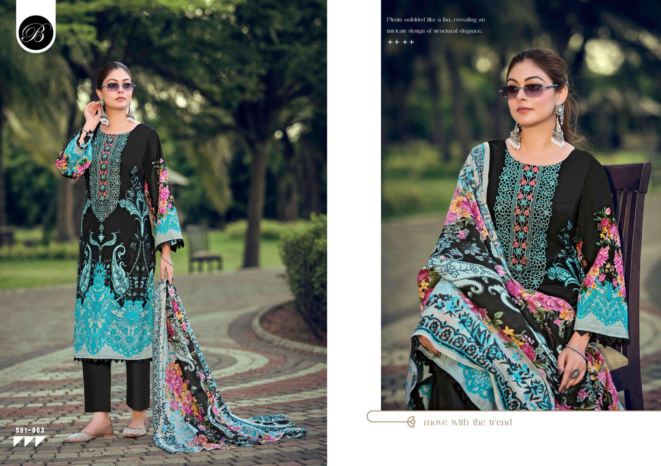BELLIZA DESIGNER STUDIO NAIRA VOL 150 COTTON DIGITAL PRINTS WITH FANCY WORK SUIT