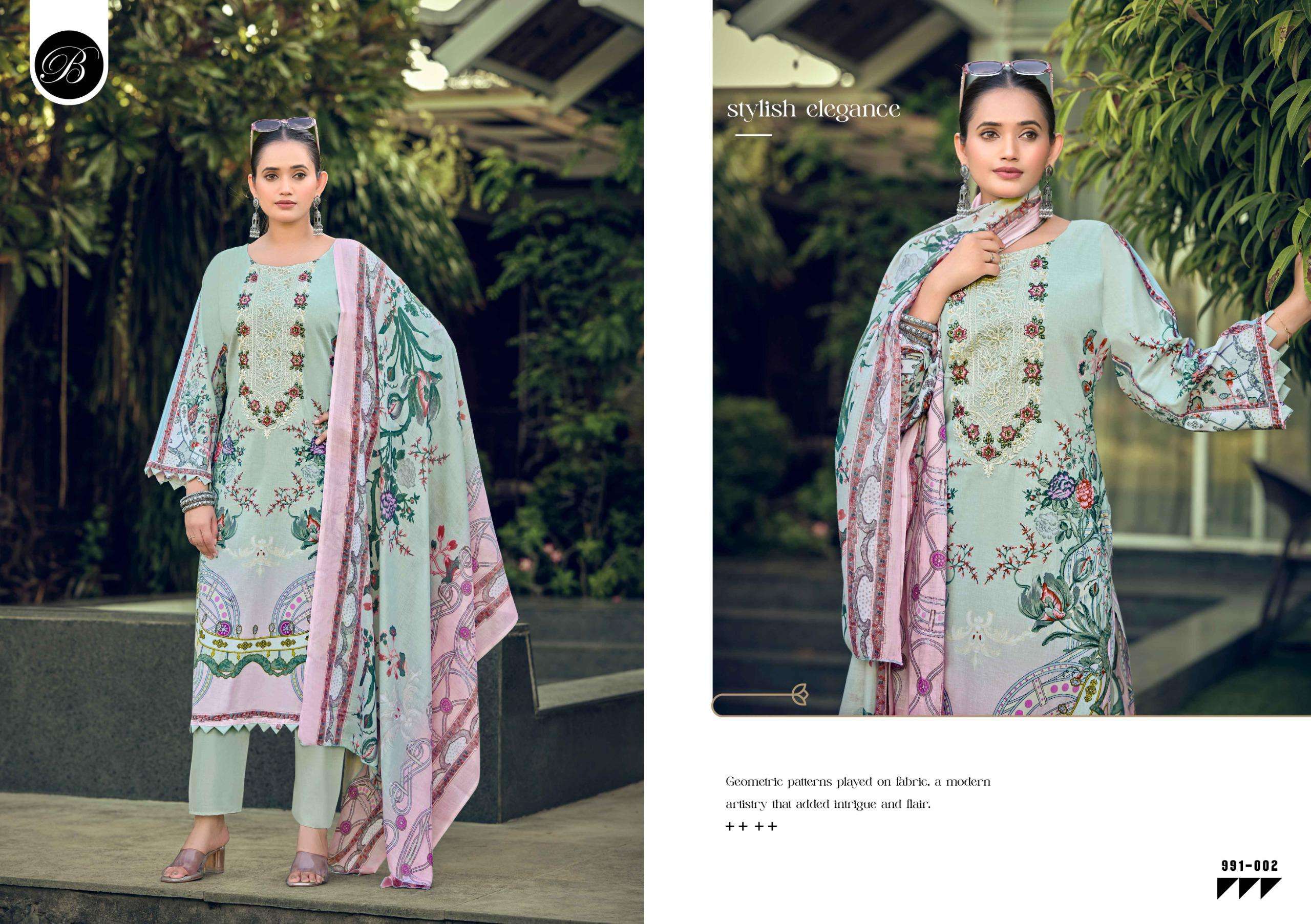 BELLIZA DESIGNER STUDIO NAIRA VOL 150 COTTON DIGITAL PRINTS WITH FANCY WORK SUIT