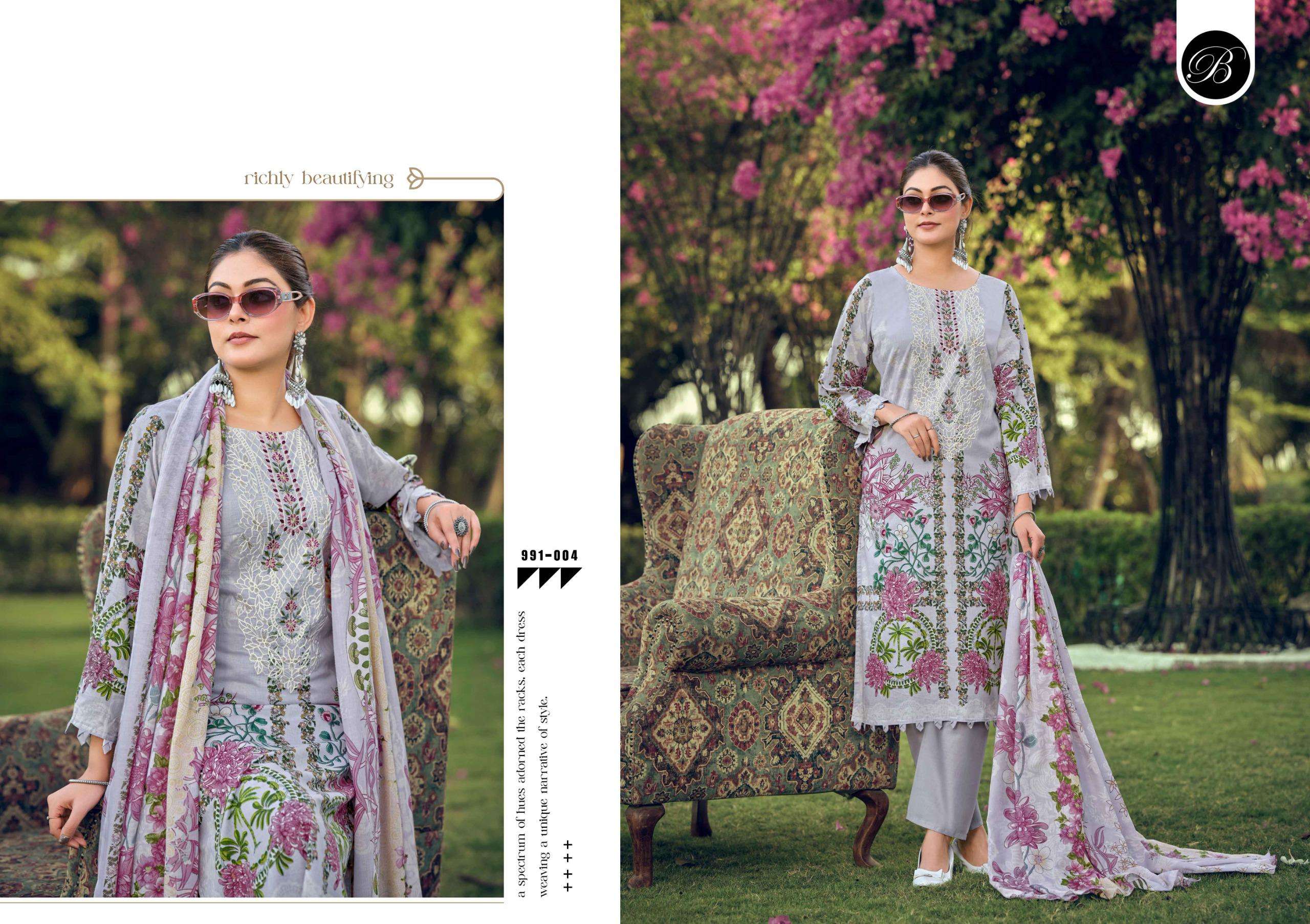 BELLIZA DESIGNER STUDIO NAIRA VOL 150 COTTON DIGITAL PRINTS WITH FANCY WORK SUIT