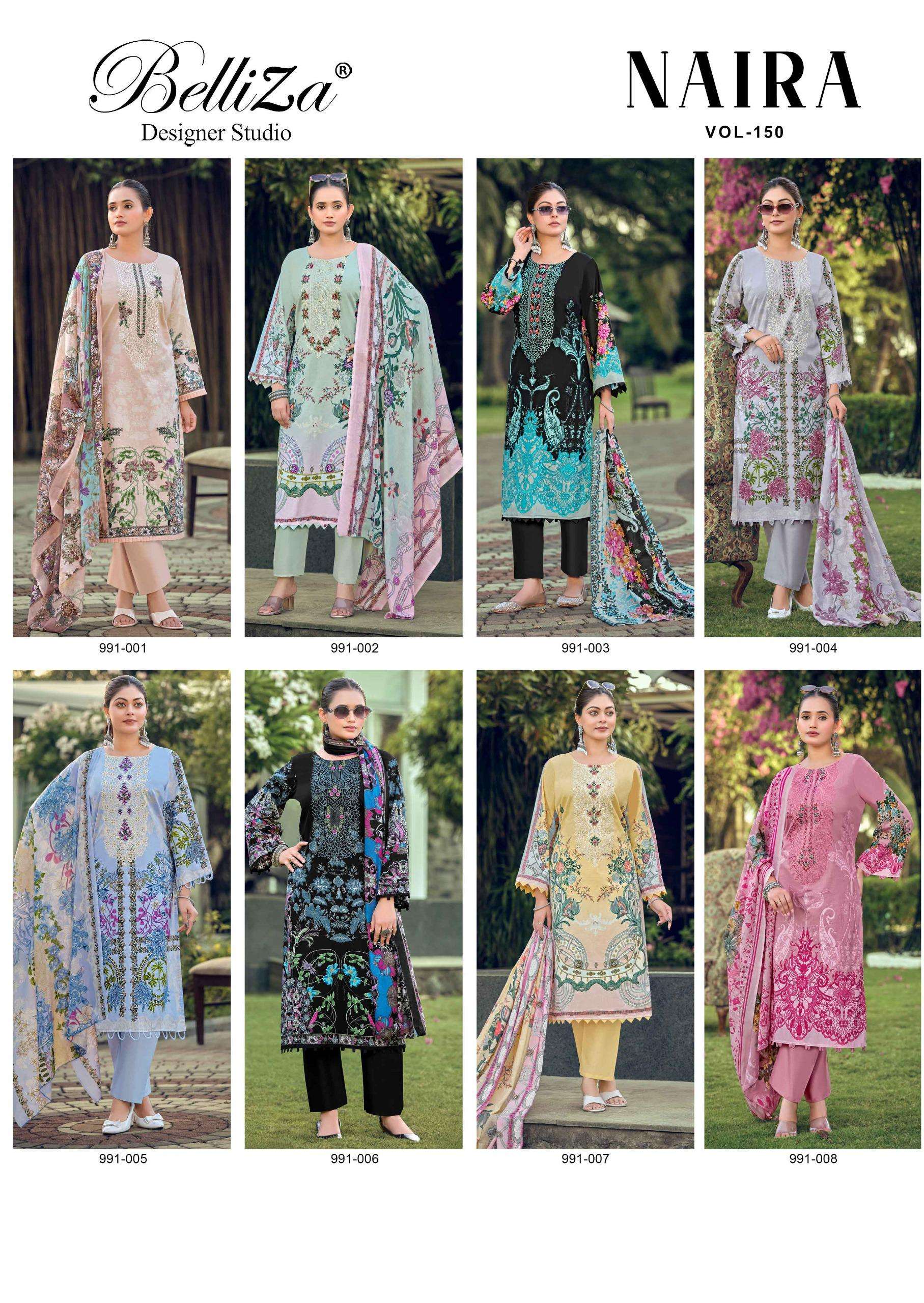 BELLIZA DESIGNER STUDIO NAIRA VOL 150 COTTON DIGITAL PRINTS WITH FANCY WORK SUIT