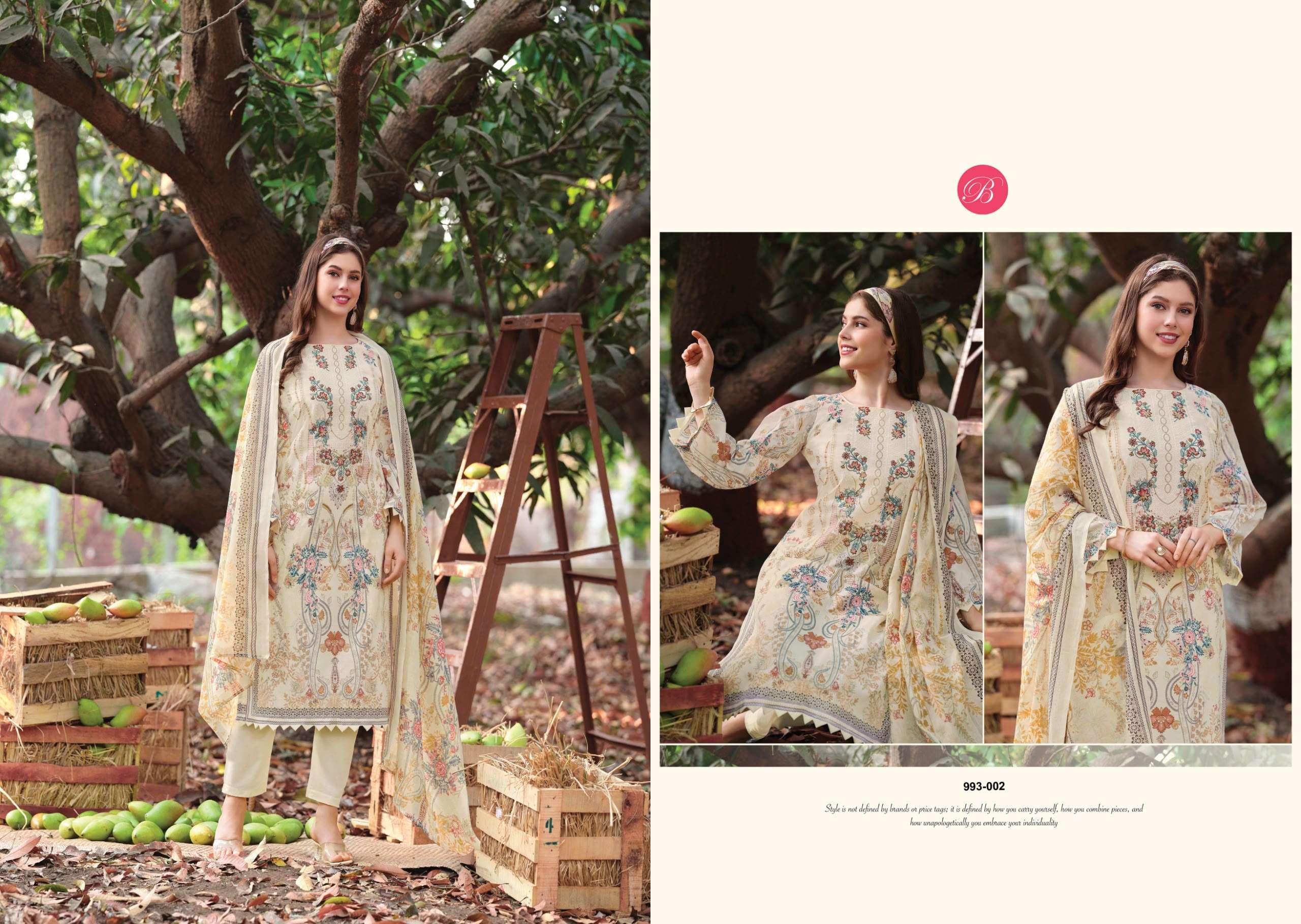 BELLIZA DESIGNER STUDIO NAIRA VOL 152 COTTON DIGITAL PRINTS WITH FANCY EMBROIDERY WORK SUIT