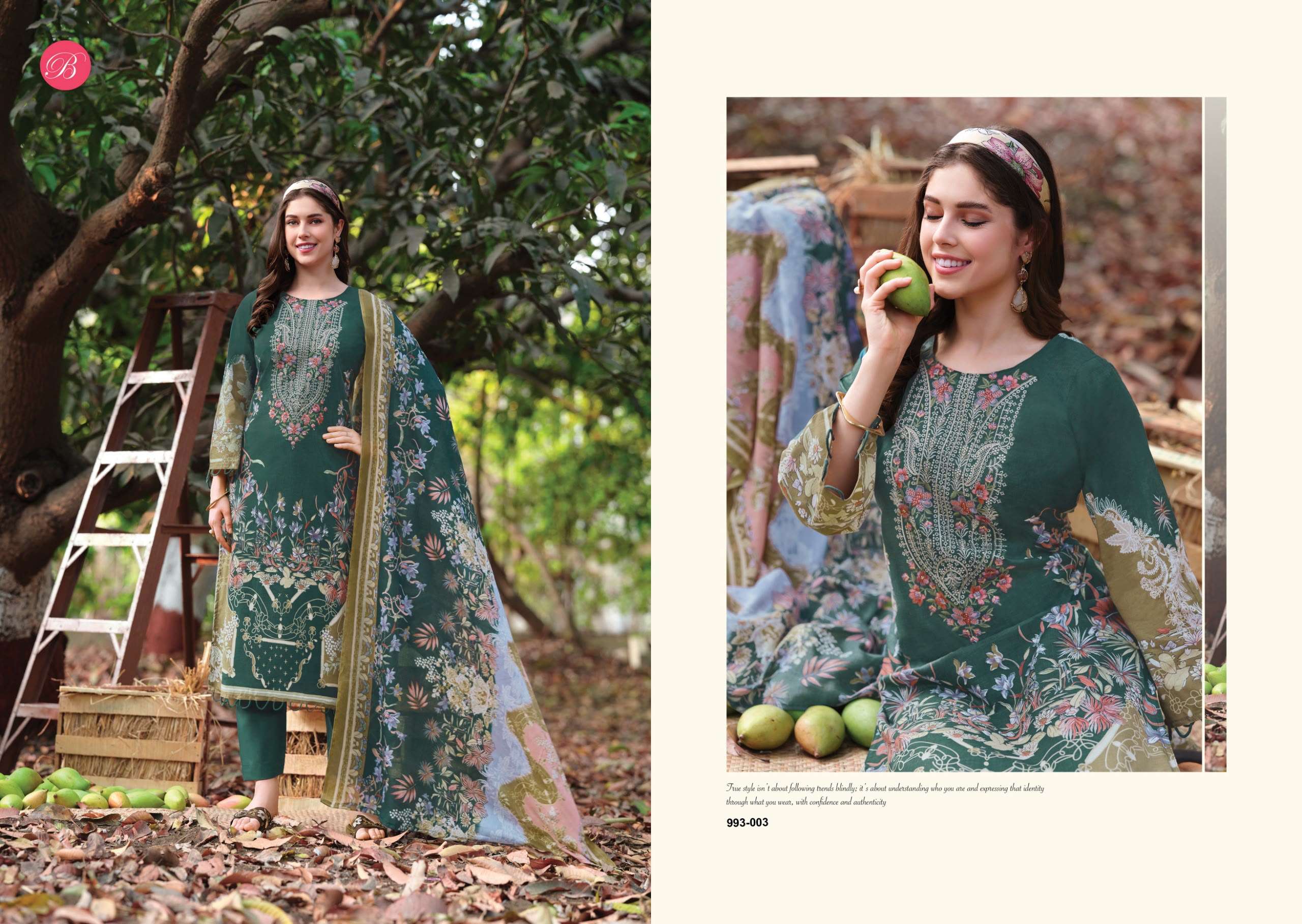 BELLIZA DESIGNER STUDIO NAIRA VOL 152 COTTON DIGITAL PRINTS WITH FANCY EMBROIDERY WORK SUIT