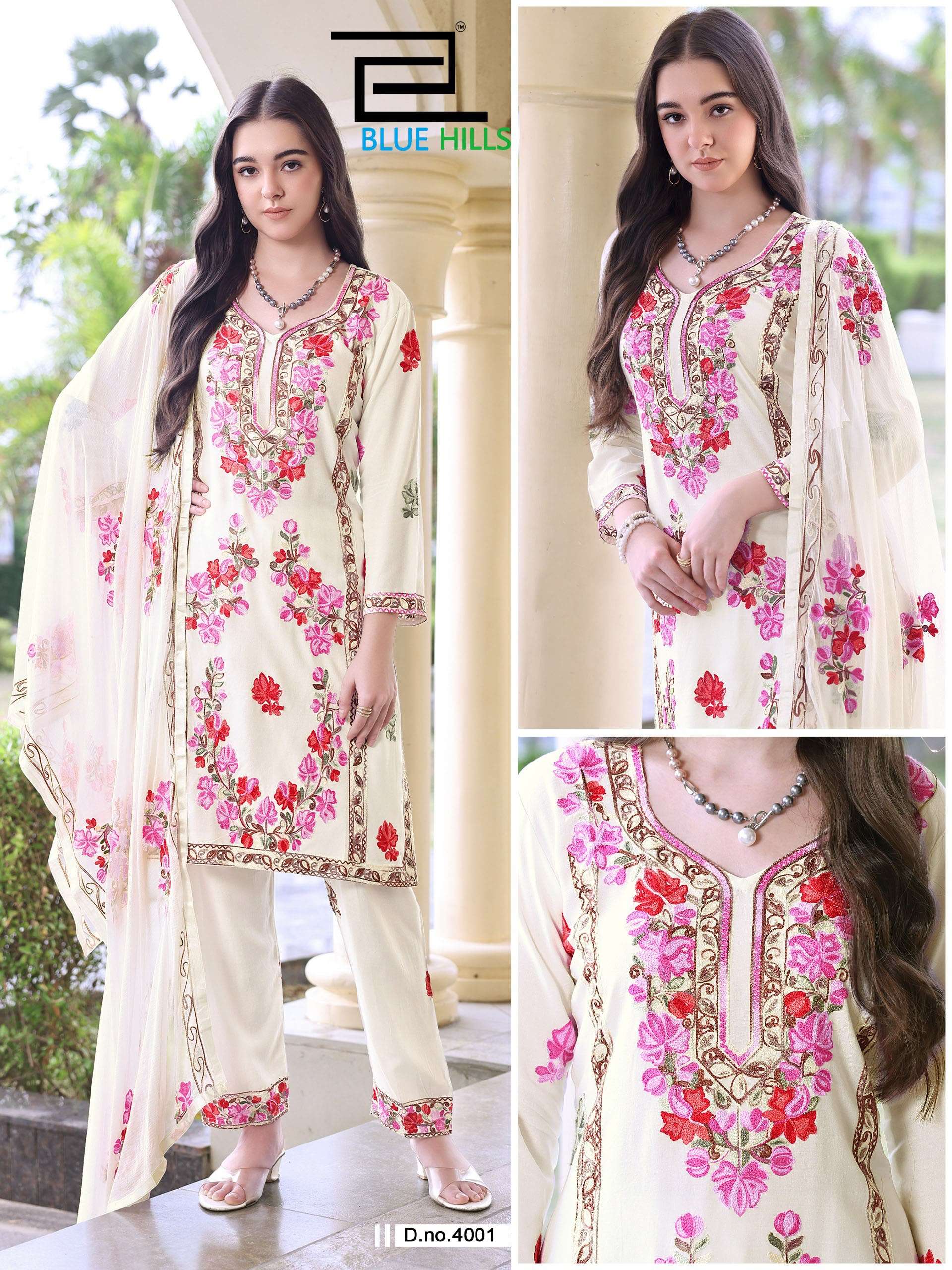 BLUE HILLS AMANAT RAYON FANCY WORKS LADIES 3PCS SET COLLECTION 
