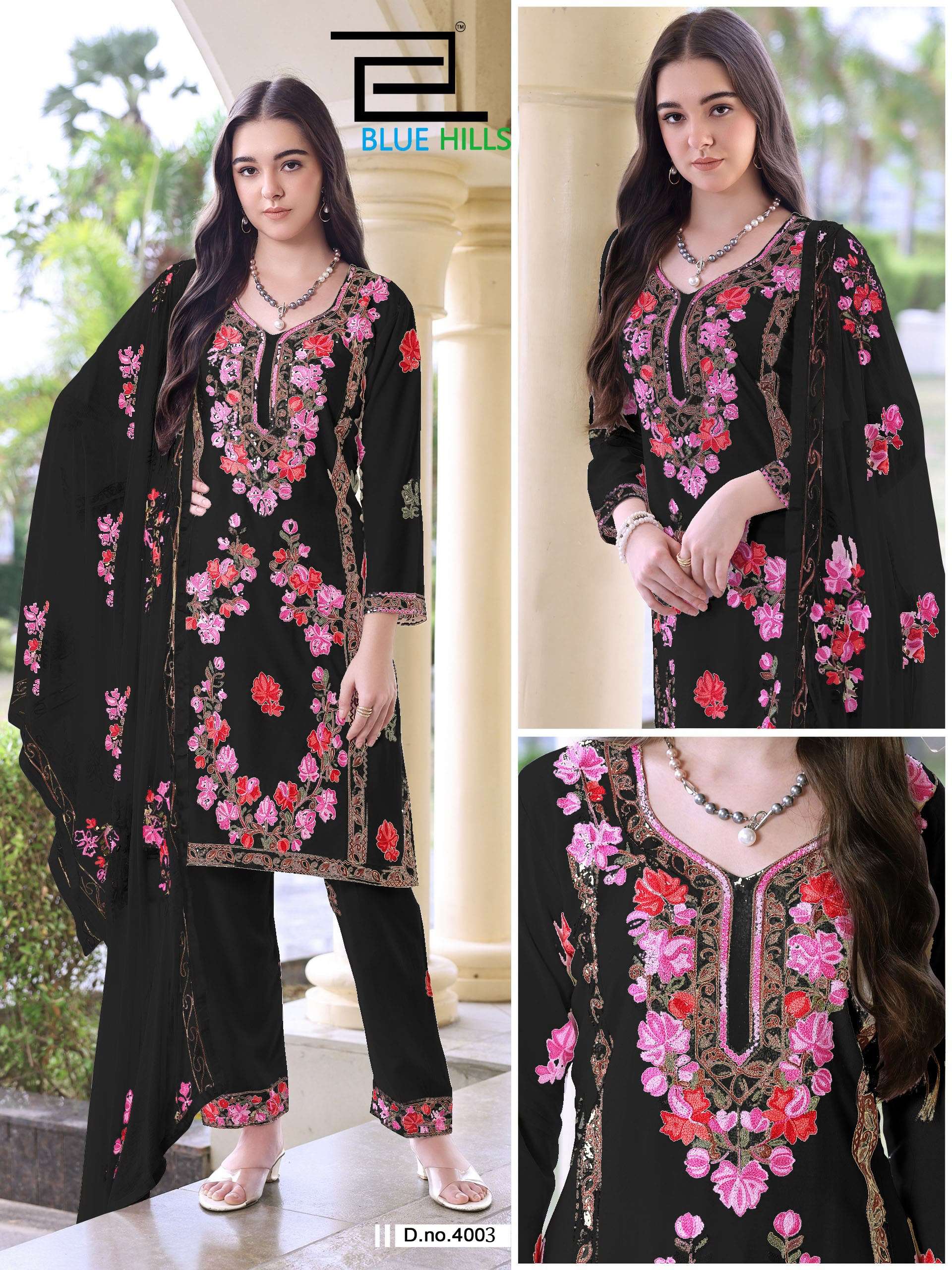 BLUE HILLS AMANAT RAYON FANCY WORKS LADIES 3PCS SET COLLECTION 