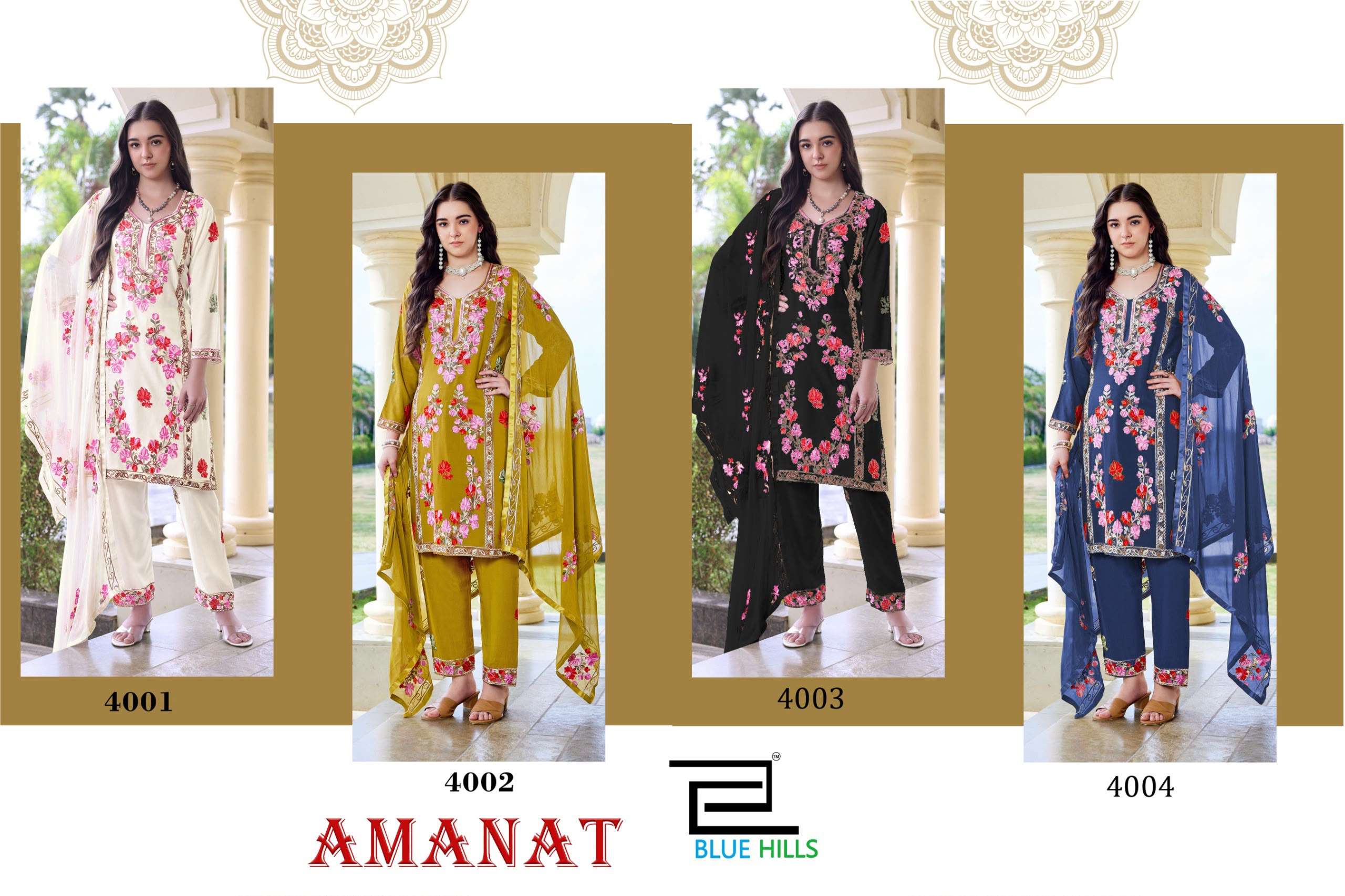 BLUE HILLS AMANAT RAYON FANCY WORKS LADIES 3PCS SET COLLECTION 