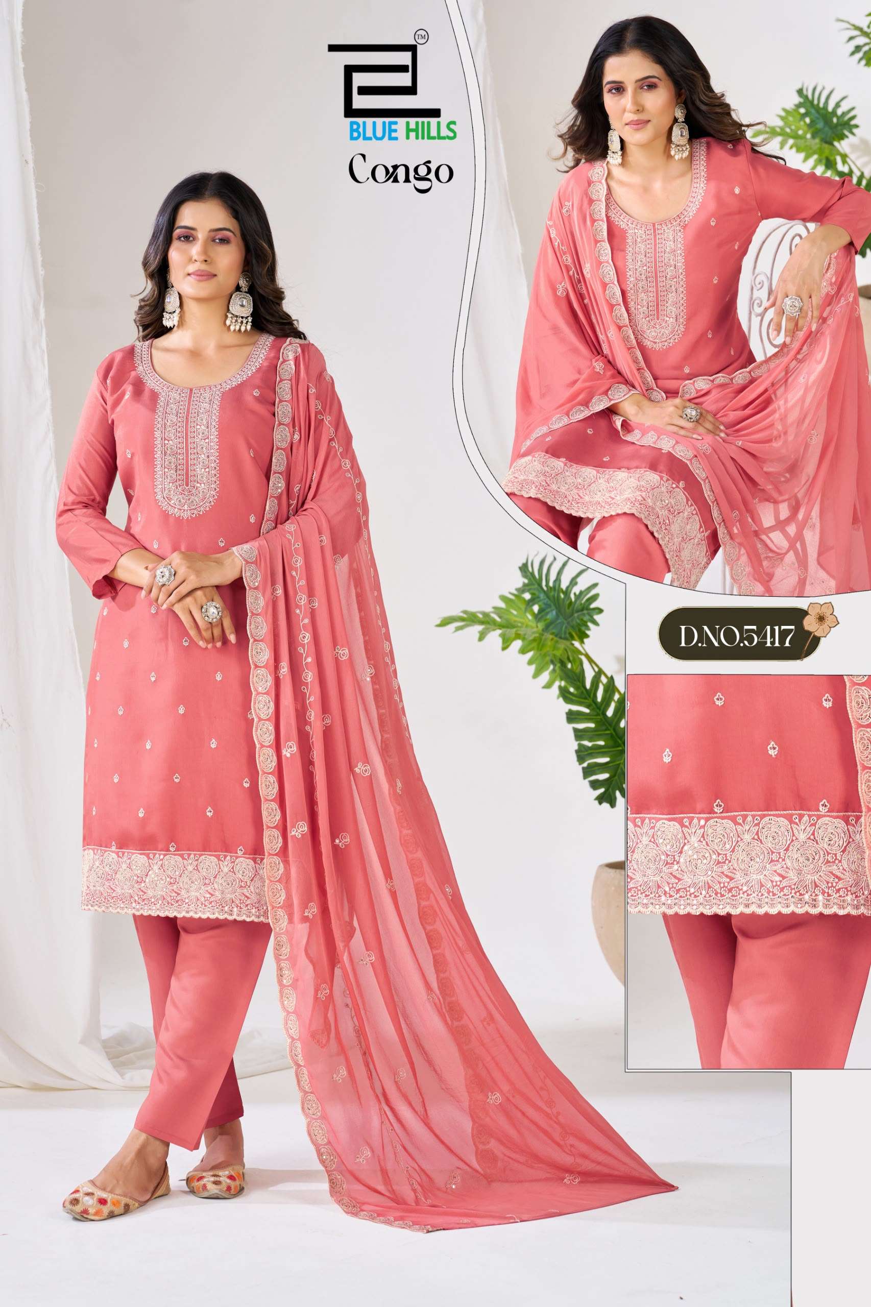 BLUE HILLS CONGO SILK FANCY WORKS LADIES 3PCS SET COLLECTION 