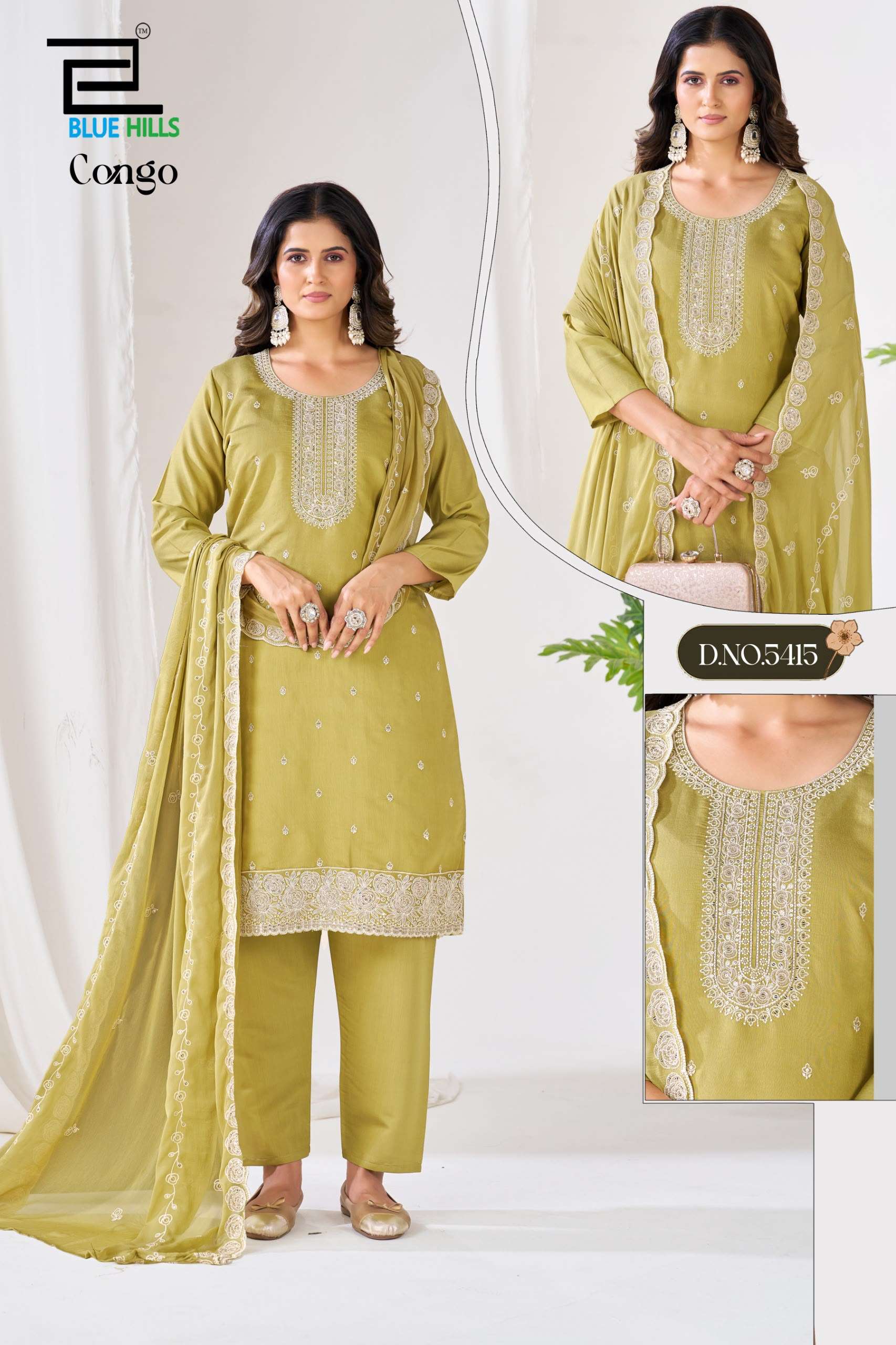 BLUE HILLS CONGO SILK FANCY WORKS LADIES 3PCS SET COLLECTION 