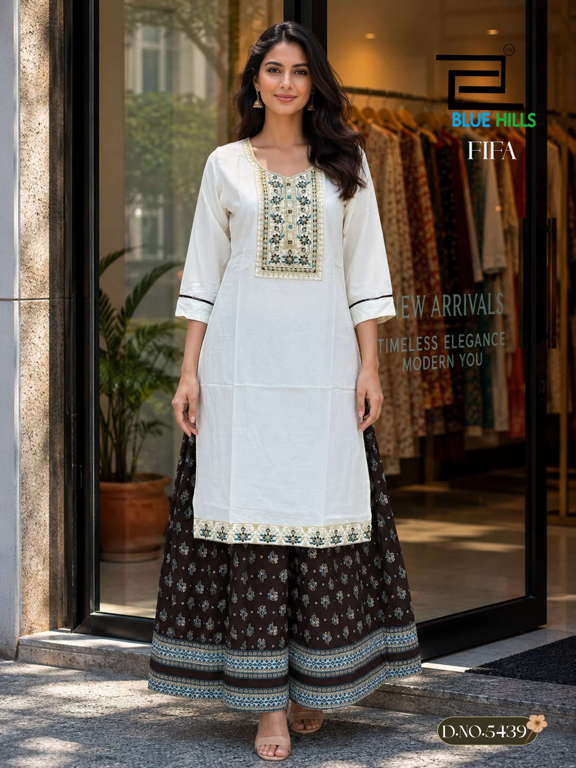 BLUE HILLS FIFA RAYON FANCY WORKS LADIES KURTI WITH SKIRT PAIRS