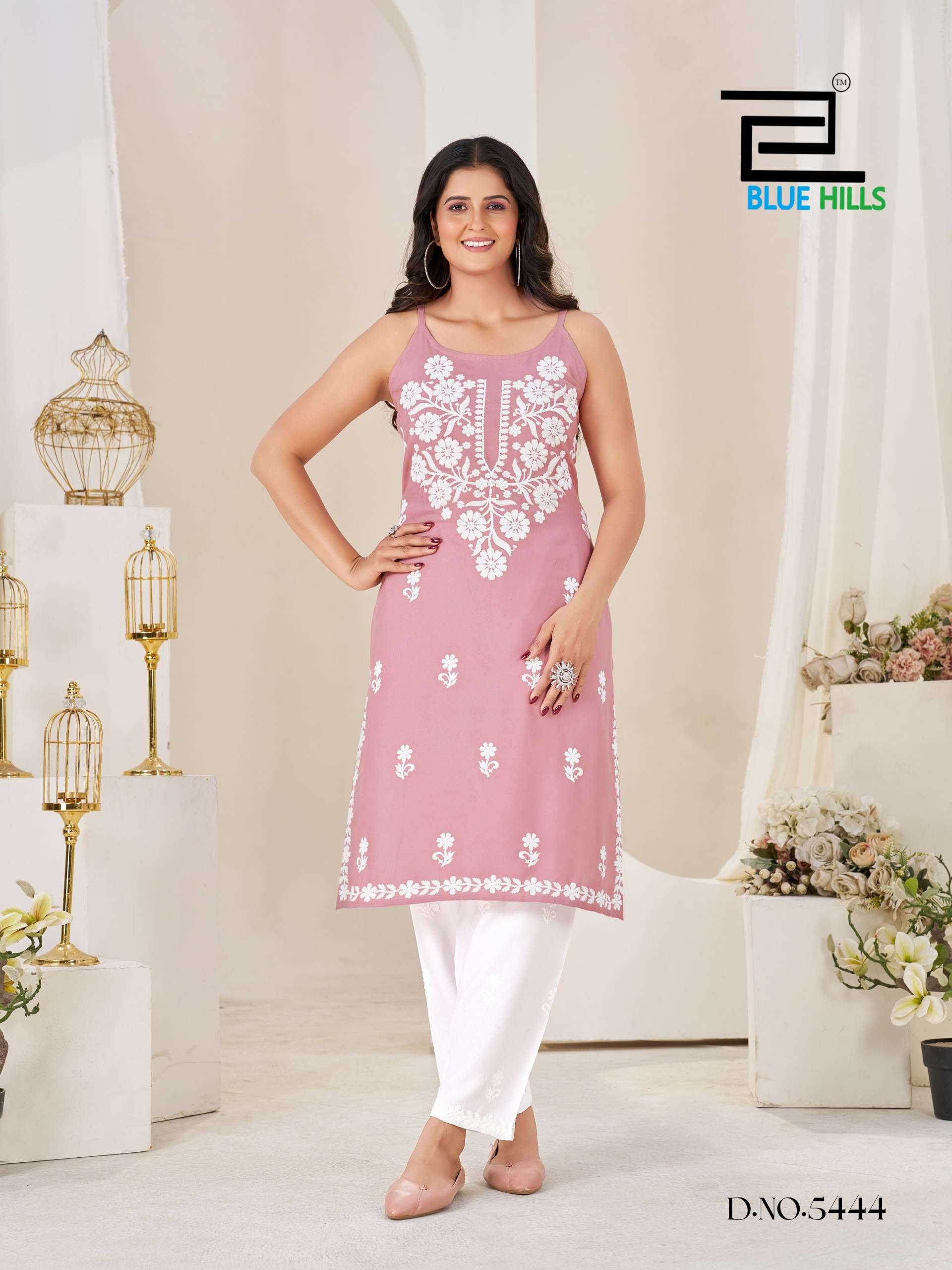BLUE HILLS HANSVI RAYON FANCY WORKS LADIES KURTI PANT PAIR 