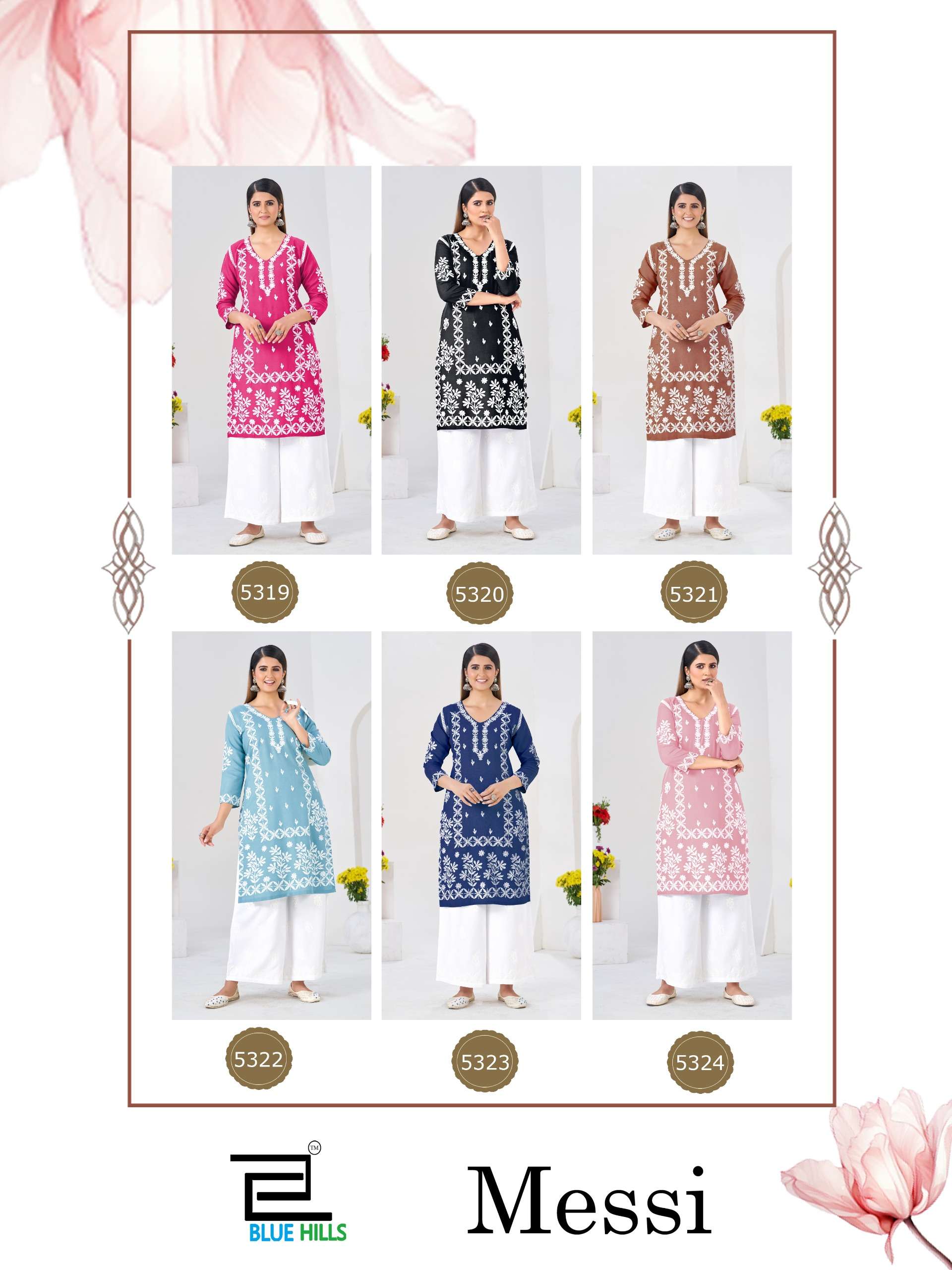 BLUE HILLS MESSI RAYON FANCY WORKS LADIES KURTI WITH PLAZOO PAIR 