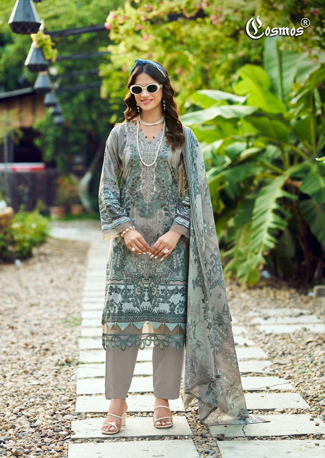 COSMOS FASHION JAZMIN VOL 3 LAWN COTTON PATCH EMBROIDERY WORK SUIT