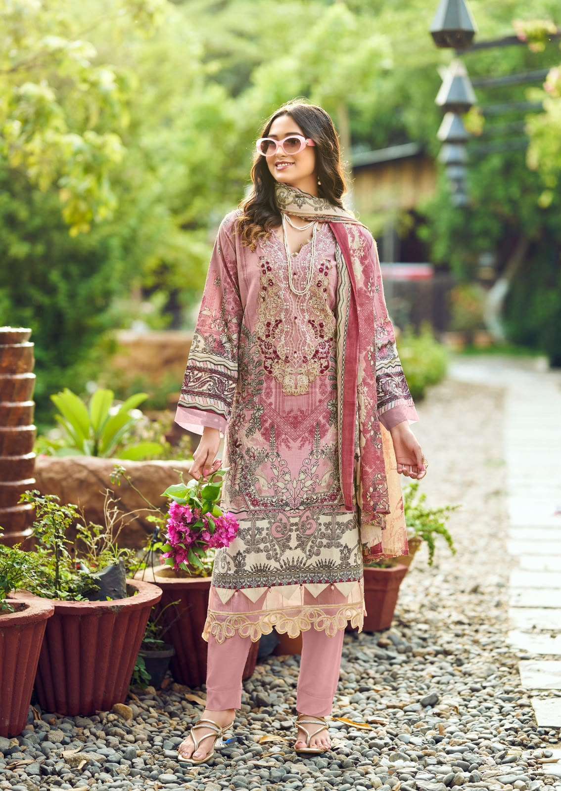 COSMOS FASHION JAZMIN VOL 3 LAWN COTTON PATCH EMBROIDERY WORK SUIT