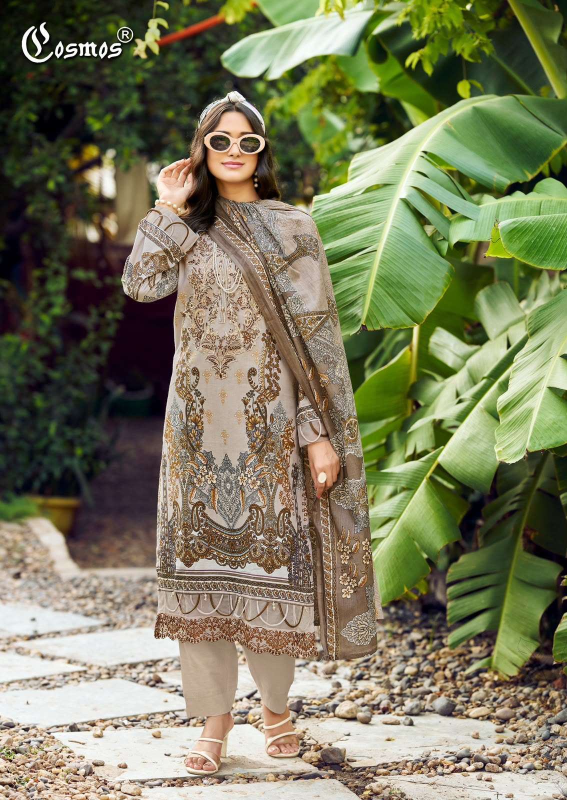COSMOS FASHION JAZMIN VOL 3 LAWN COTTON PATCH EMBROIDERY WORK SUIT