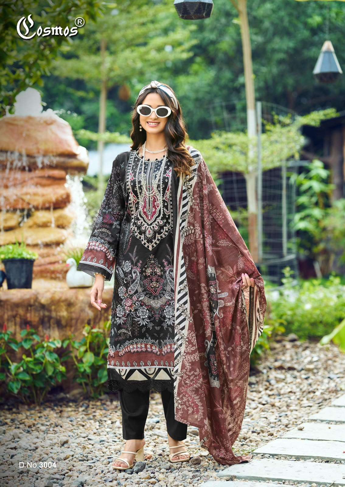 COSMOS FASHION JAZMIN VOL 3 LAWN COTTON PATCH EMBROIDERY WORK SUIT