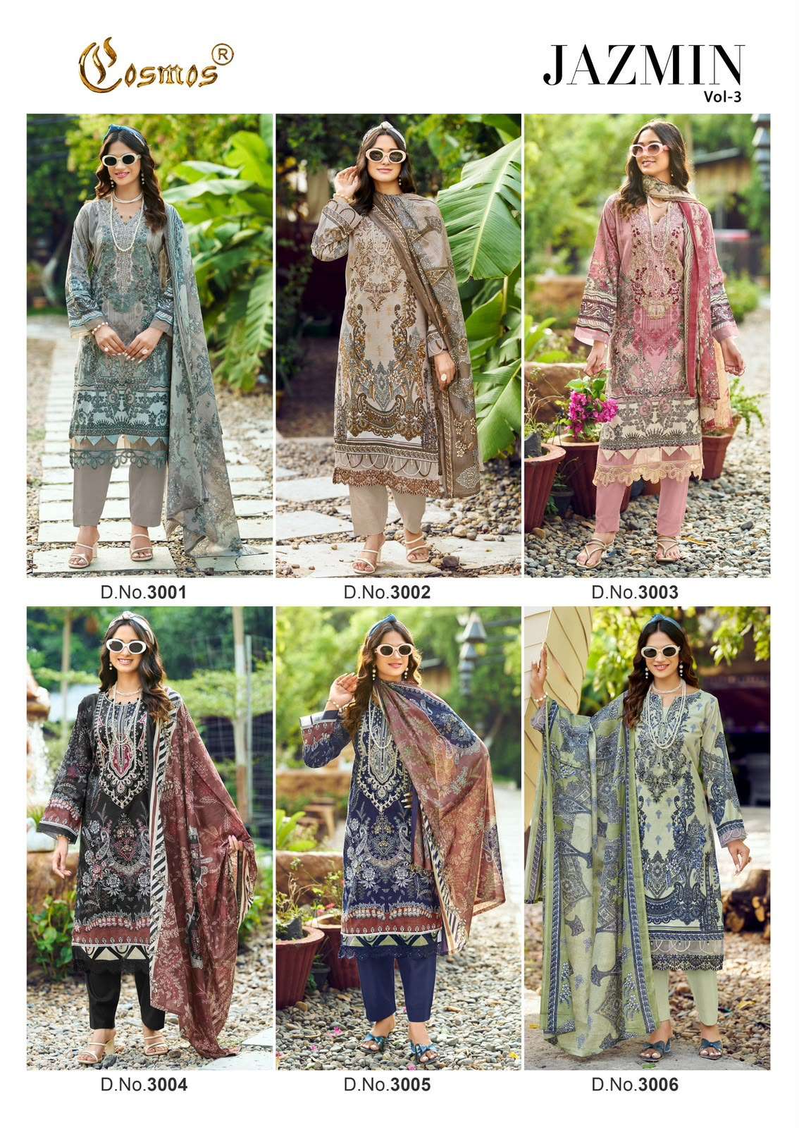 COSMOS FASHION JAZMIN VOL 3 LAWN COTTON PATCH EMBROIDERY WORK SUIT