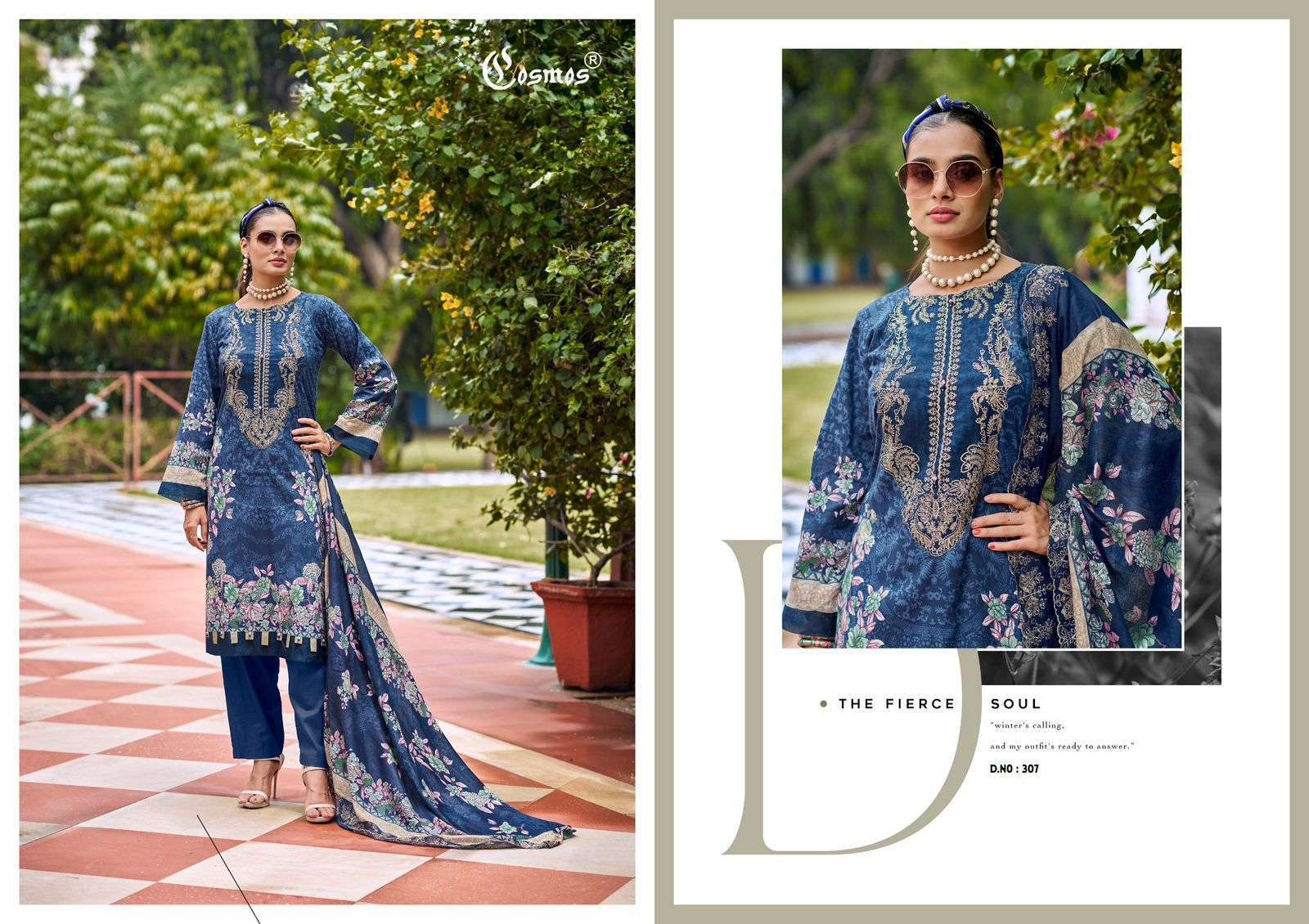 COSMOS FASHION NEEDLE WONDER VOL 3 LAWN COTTON DIGITAL PRINT WITH WORK SUIT