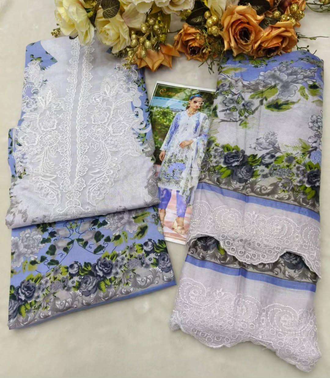 COSMOS FASHION NEEDLE WONDER VOL 3 LAWN COTTON DIGITAL PRINT WITH WORK SUIT