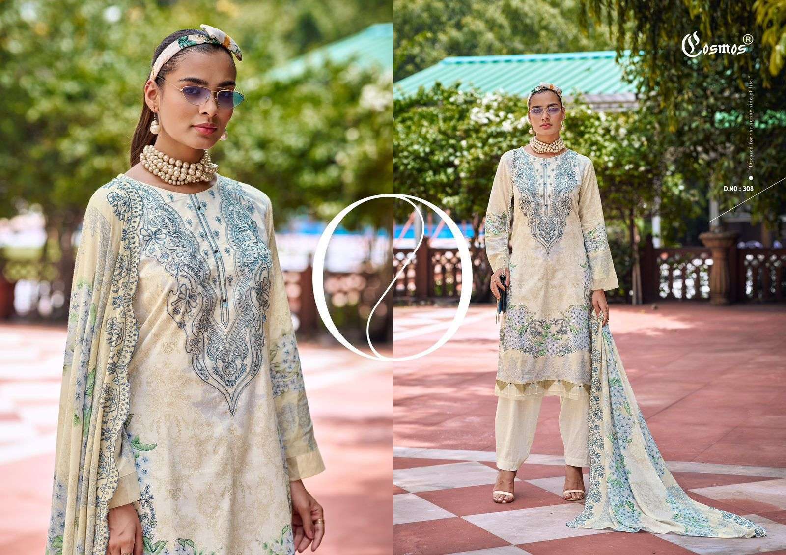 COSMOS FASHION NEEDLE WONDER VOL 3 LAWN COTTON DIGITAL PRINT WITH WORK SUIT