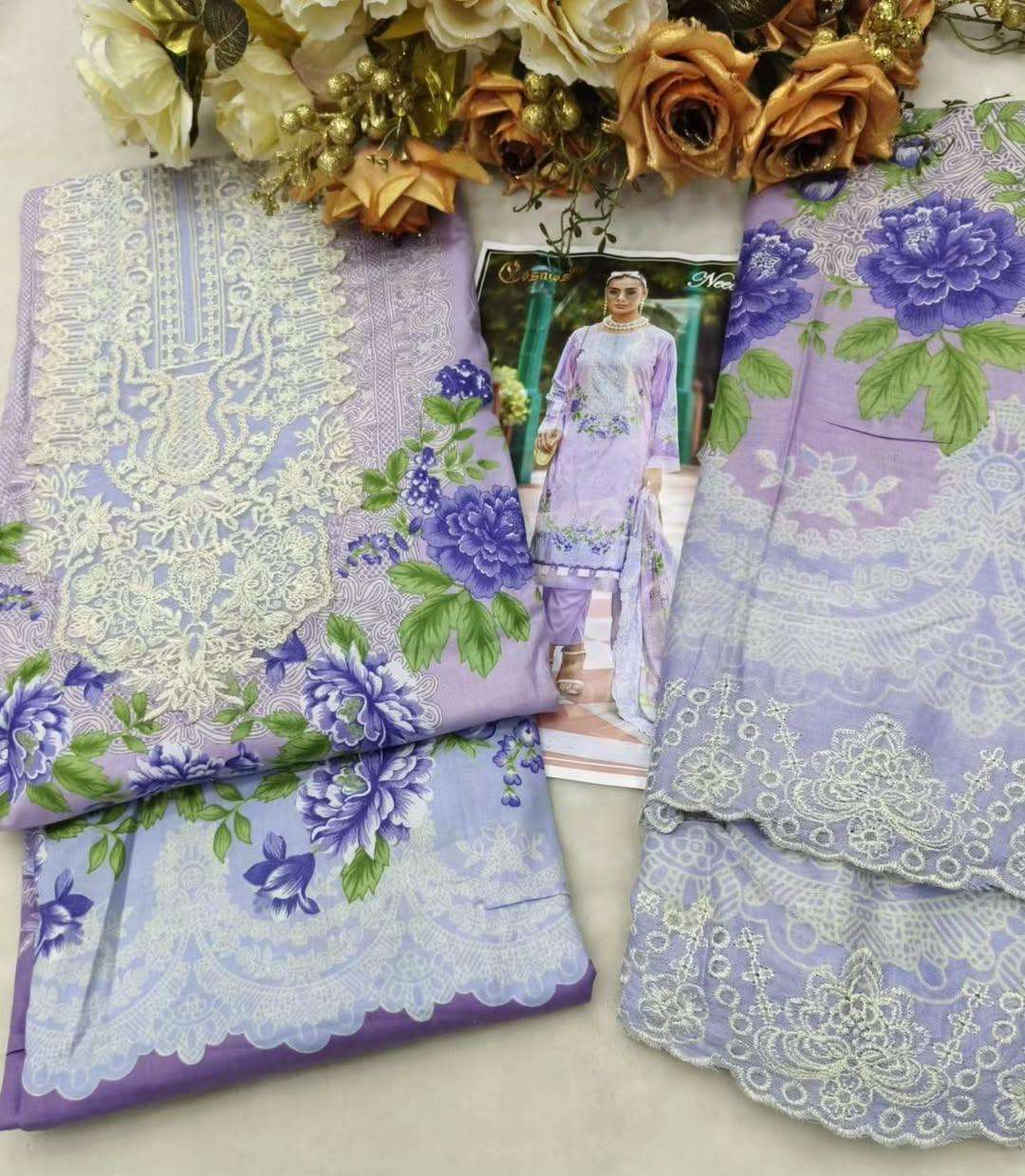 COSMOS FASHION NEEDLE WONDER VOL 3 LAWN COTTON DIGITAL PRINT WITH WORK SUIT