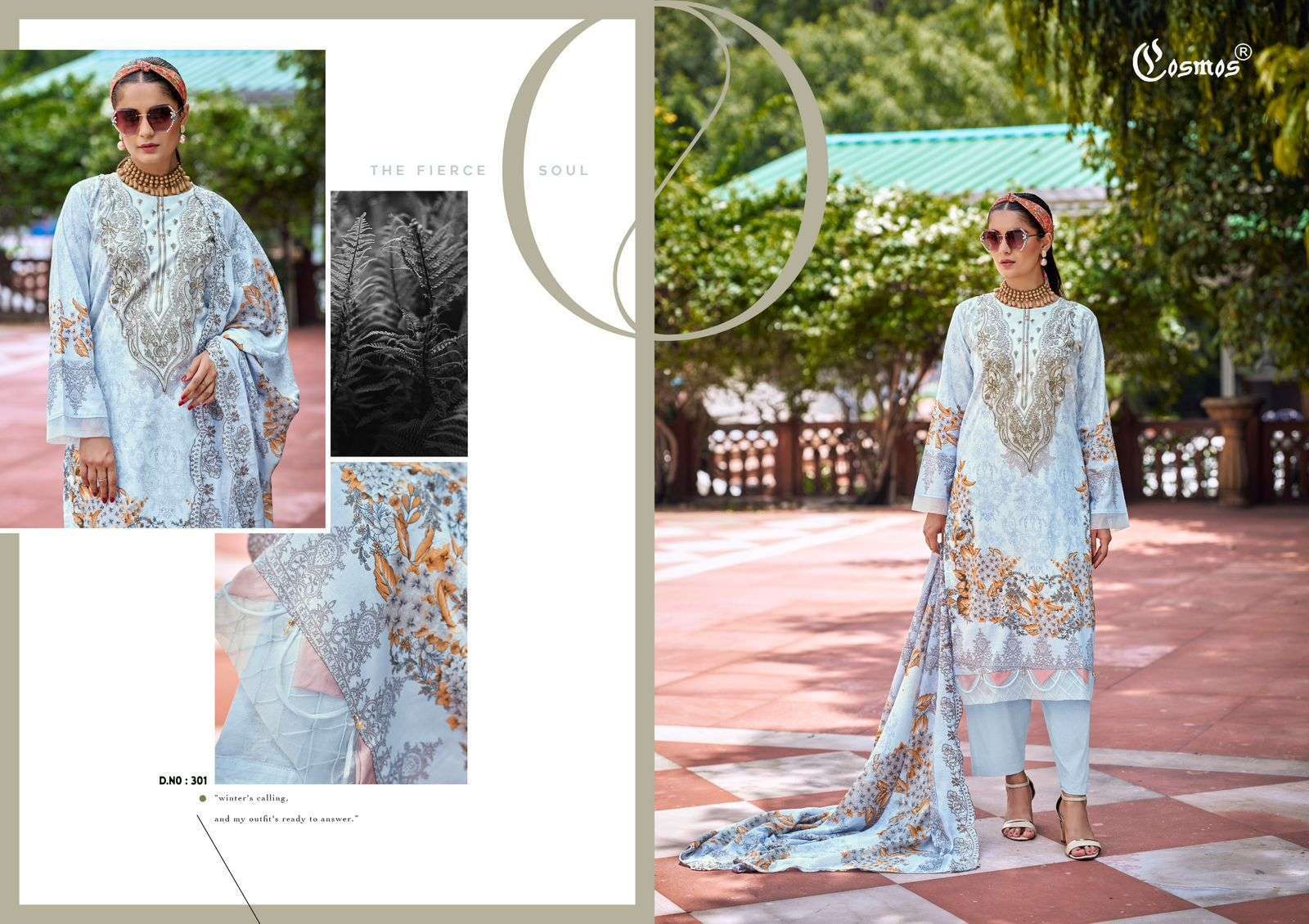 COSMOS FASHION NEEDLE WONDER VOL 3 LAWN COTTON DIGITAL PRINT WITH WORK SUIT