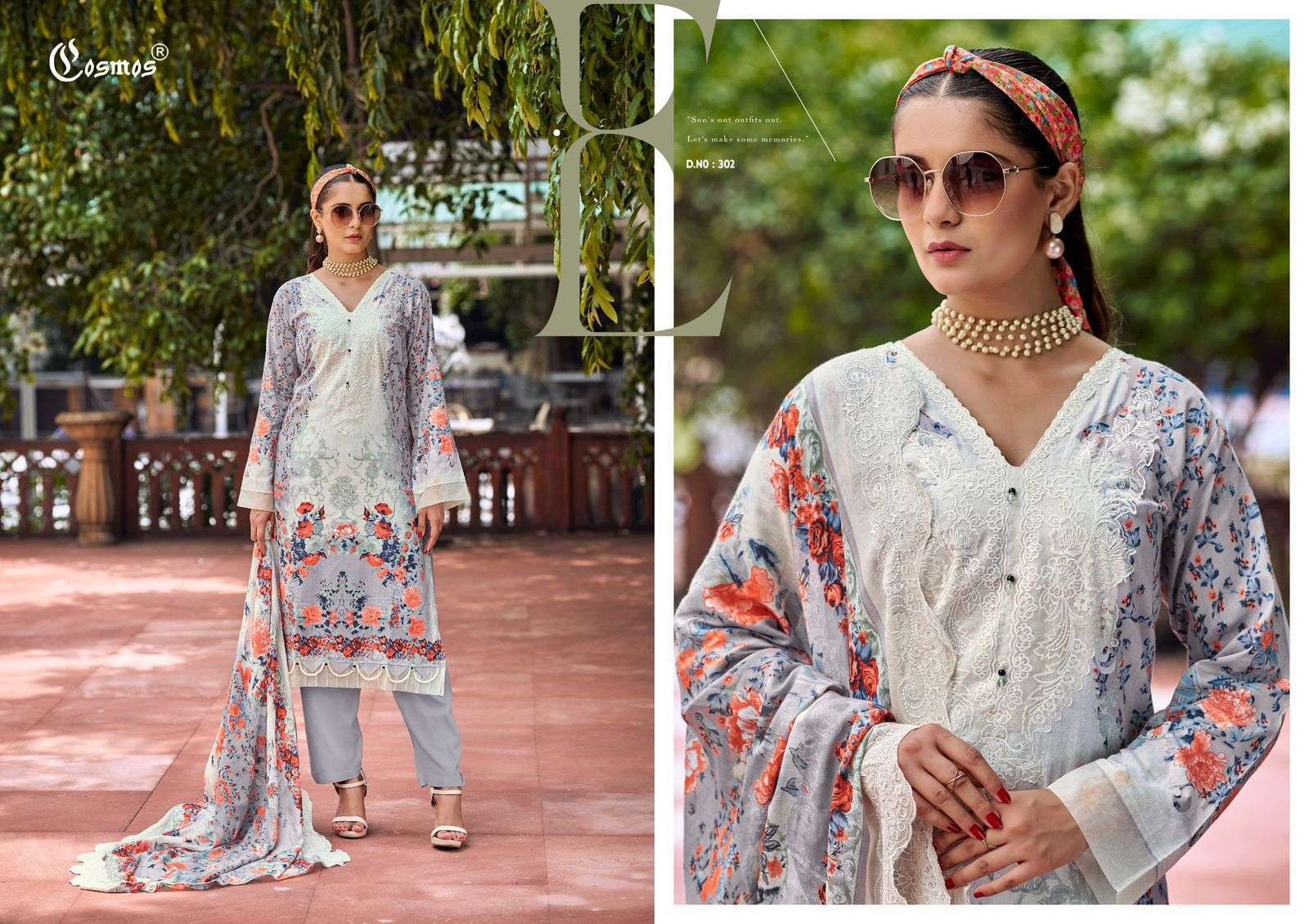 COSMOS FASHION NEEDLE WONDER VOL 3 LAWN COTTON DIGITAL PRINT WITH WORK SUIT