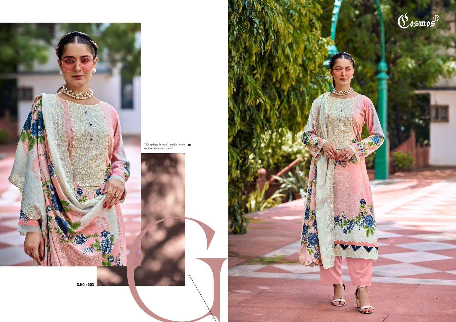 COSMOS FASHION NEEDLE WONDER VOL 3 LAWN COTTON DIGITAL PRINT WITH WORK SUIT