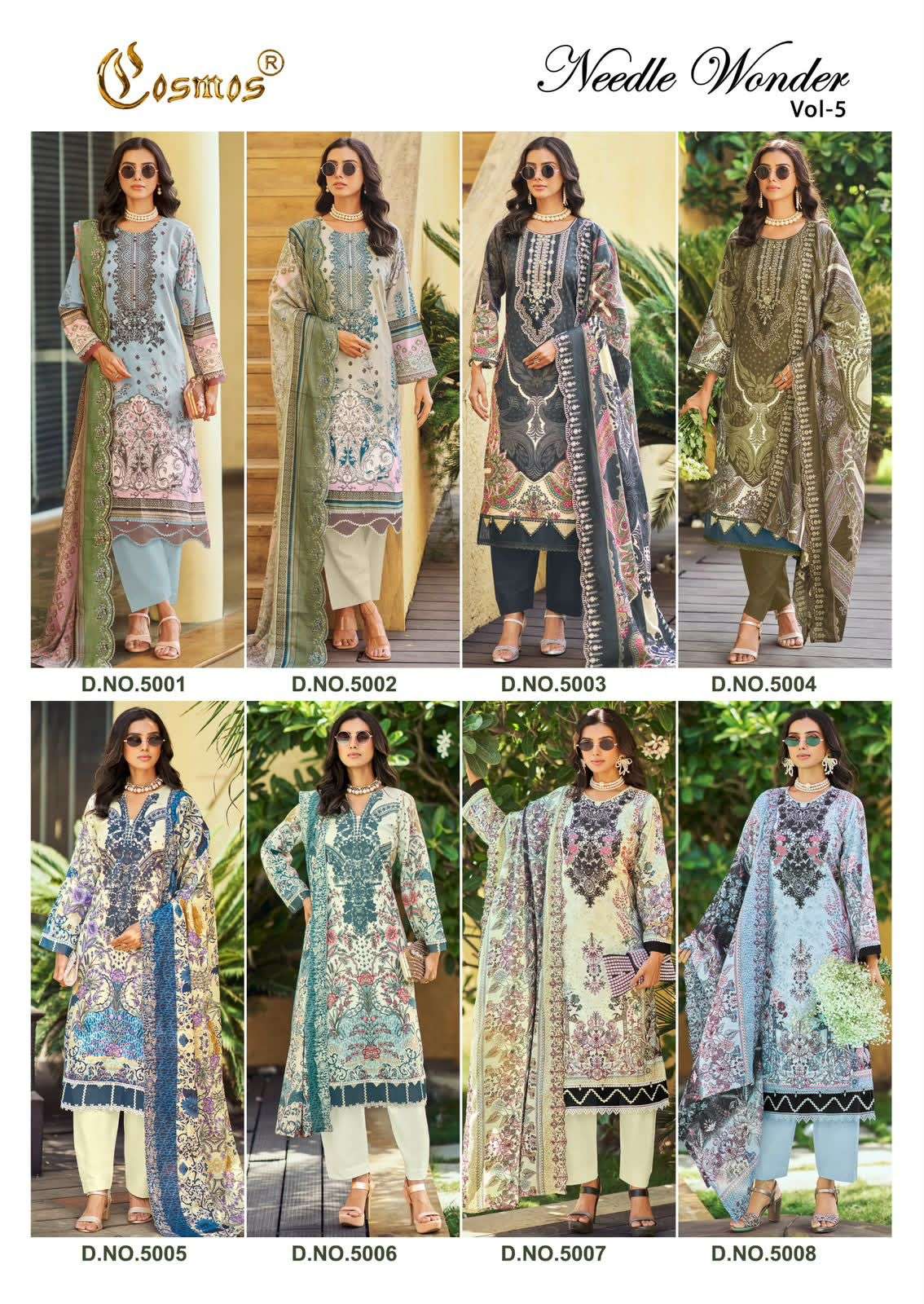 COSMOS FASHION NEEDLE WONDER VOL 5 LAWN COTTON EMBROIDERY WORK SUIT