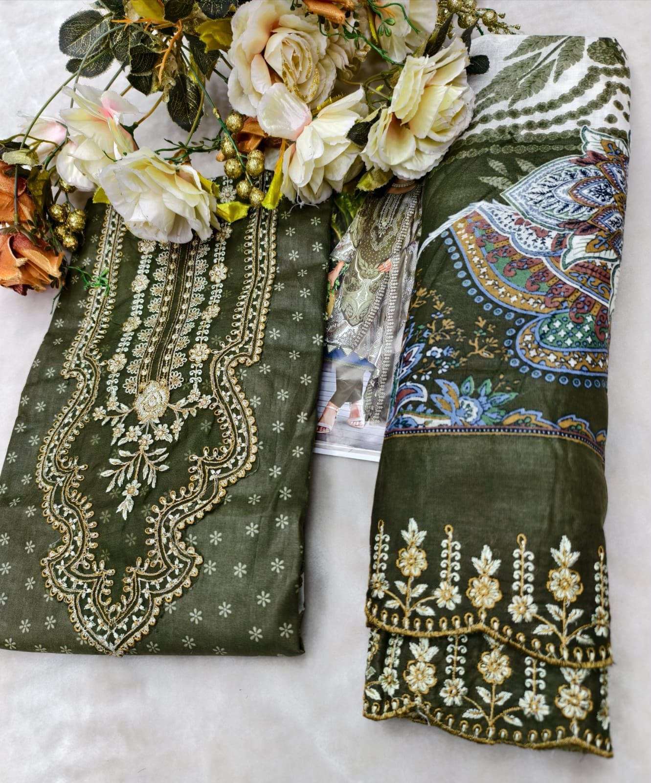 COSMOS FASHION NEEDLE WONDER VOL 5 LAWN COTTON EMBROIDERY WORK SUIT