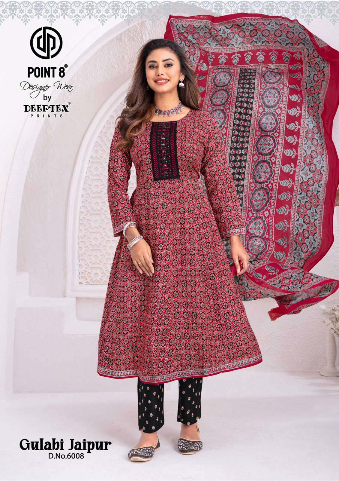 DEEPTEX PRINTS GULABI JAIPURI VOL 6 COTTON PRINT FANCY ANARKALI STYLE LADIES 3PCS SET COLLECTION 