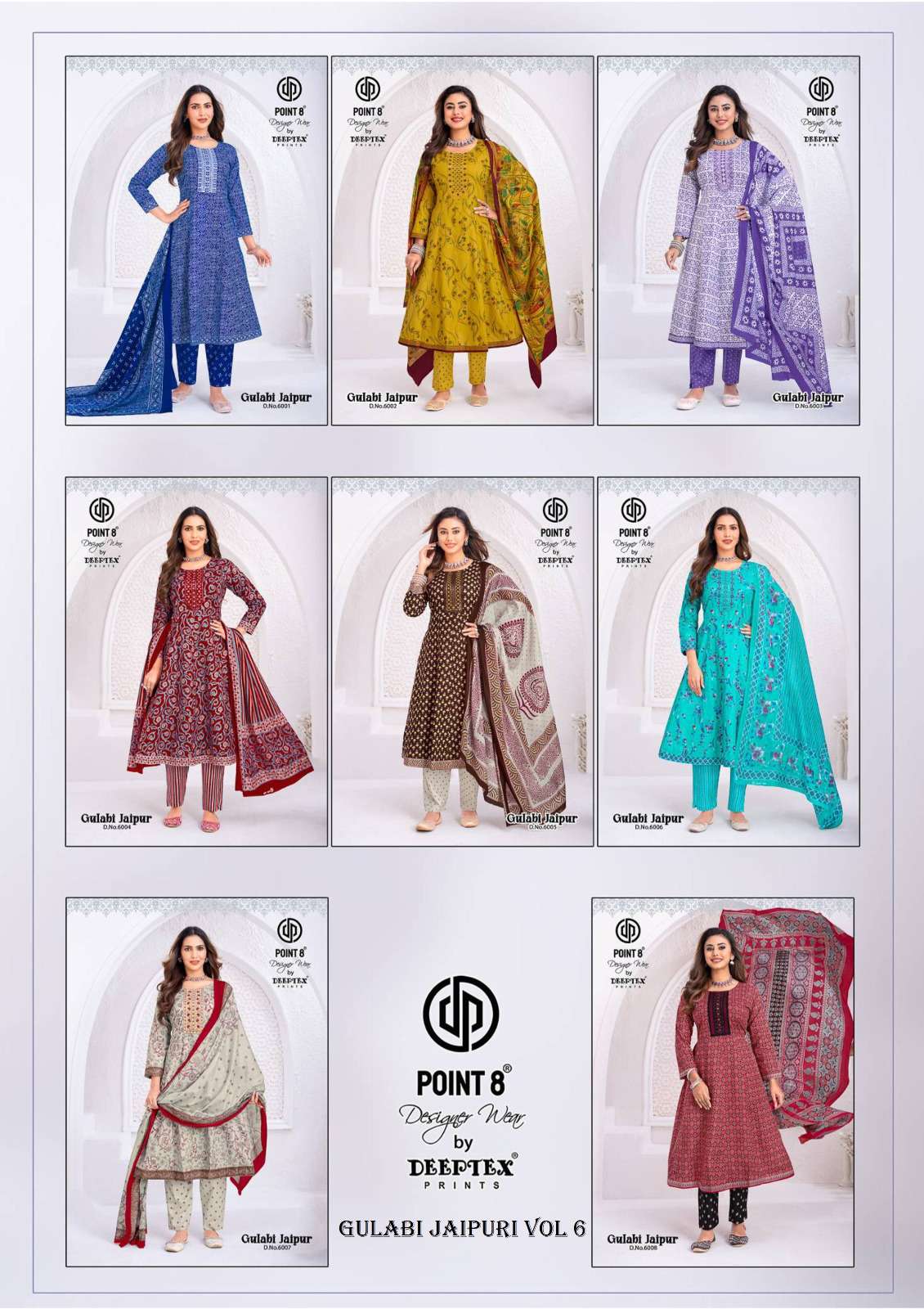 DEEPTEX PRINTS GULABI JAIPURI VOL 6 COTTON PRINT FANCY ANARKALI STYLE LADIES 3PCS SET COLLECTION 