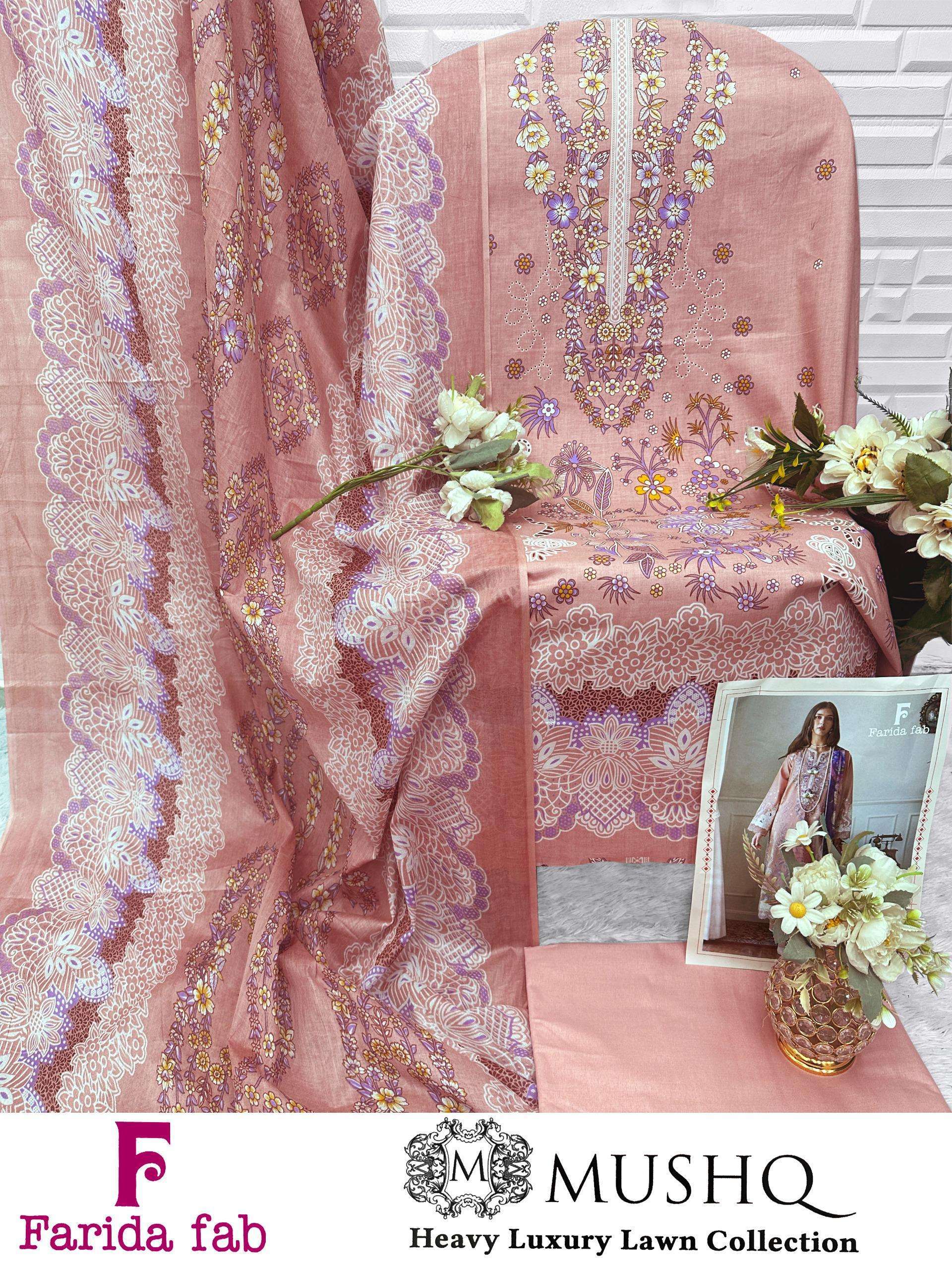 FARIDA FAB MUSHQ COTTON DIGITAL PRINTS UNSTITCH STITCH SALWAR KAMEEZ 