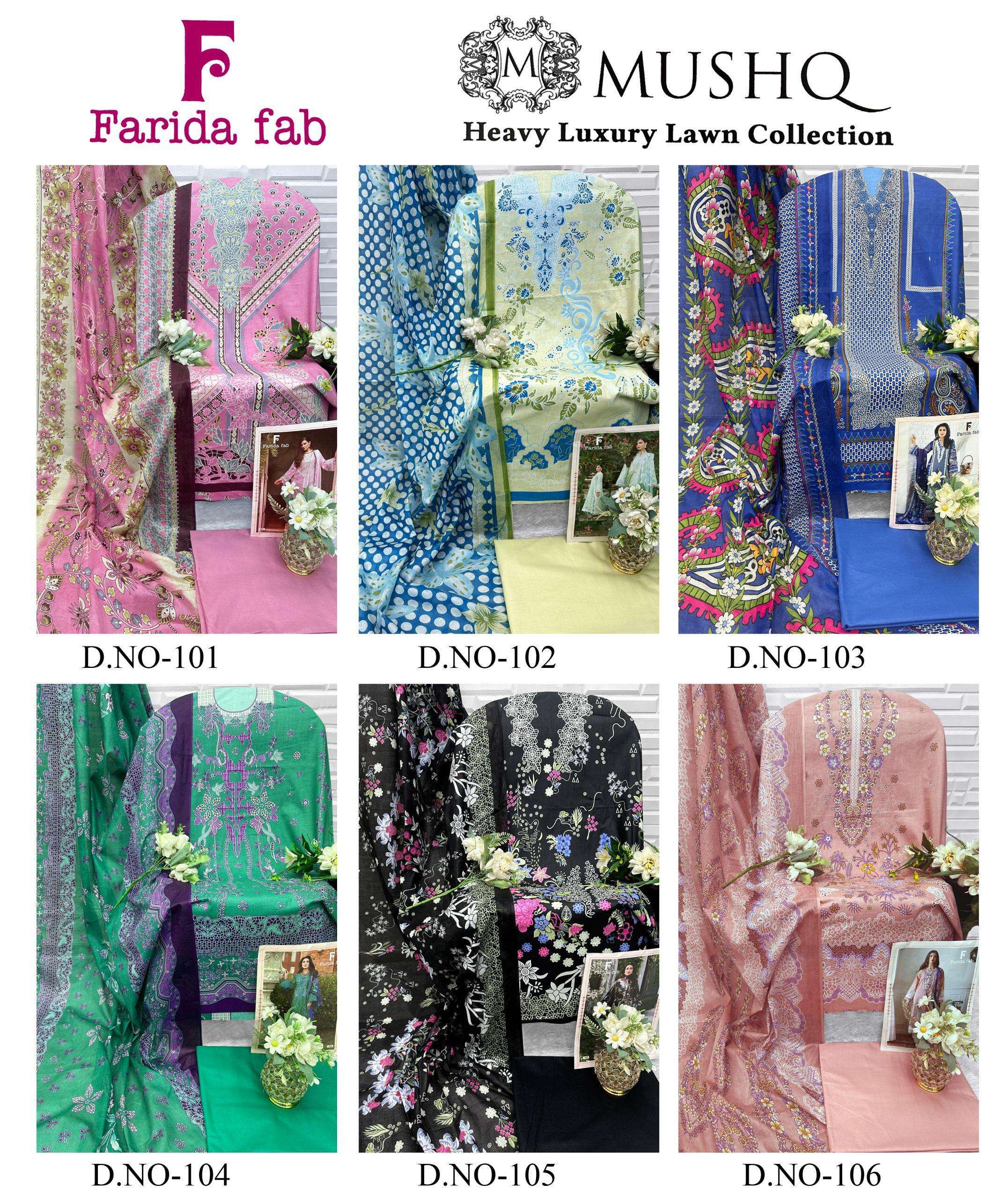 FARIDA FAB MUSHQ COTTON DIGITAL PRINTS UNSTITCH STITCH SALWAR KAMEEZ 