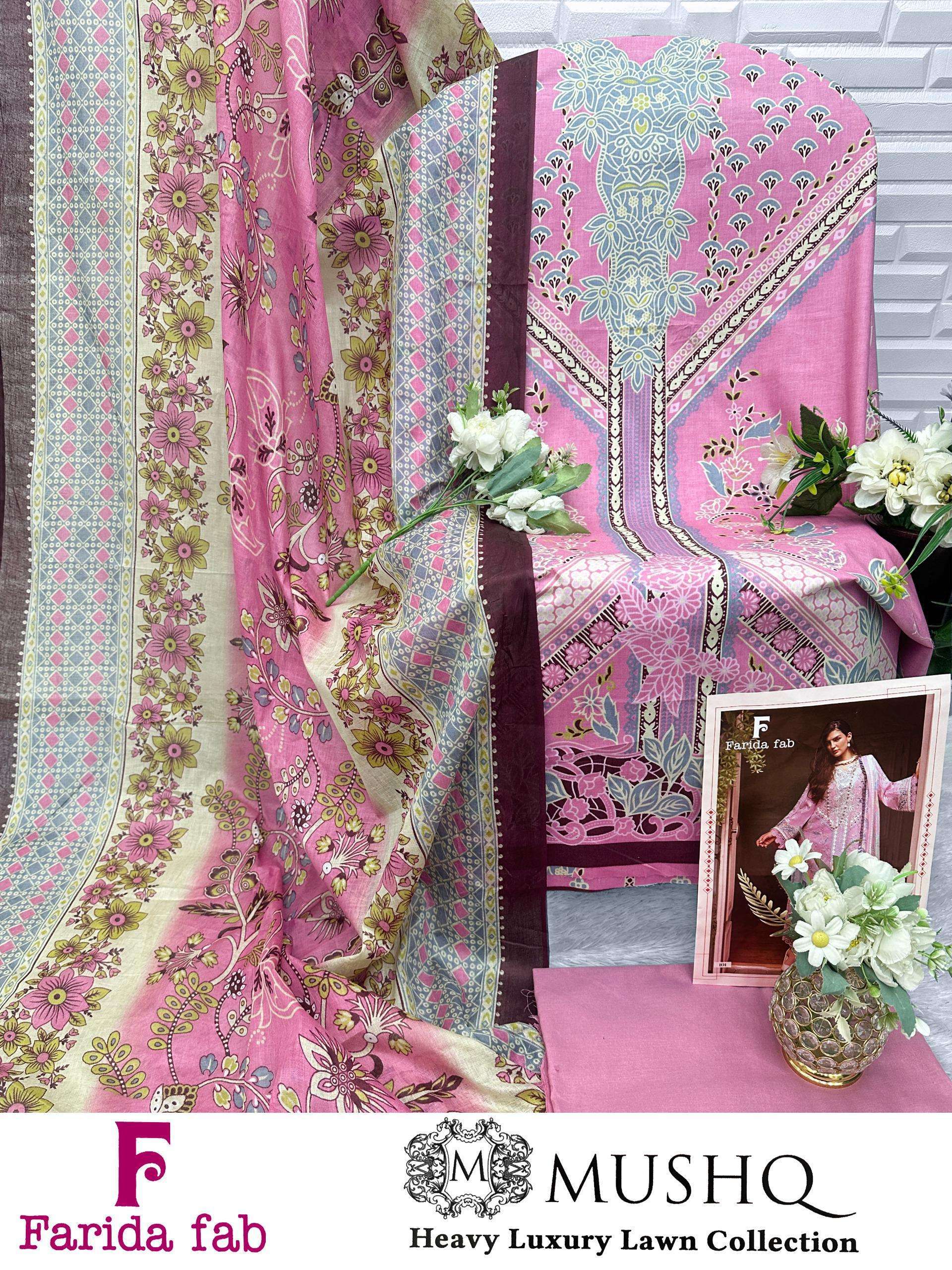 FARIDA FAB MUSHQ COTTON DIGITAL PRINTS UNSTITCH STITCH SALWAR KAMEEZ 