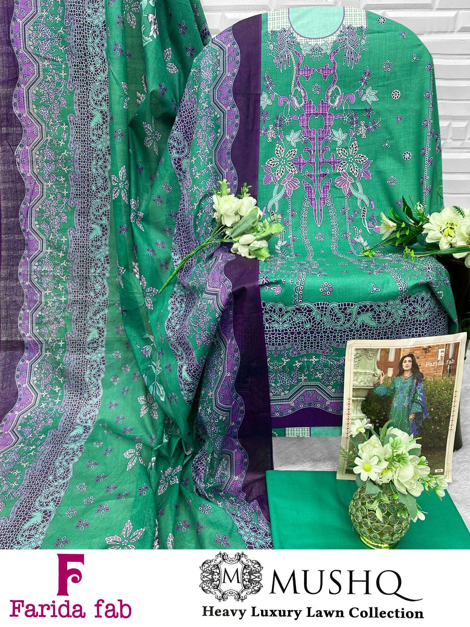 FARIDA FAB MUSHQ COTTON DIGITAL PRINTS UNSTITCH STITCH SALWAR KAMEEZ 