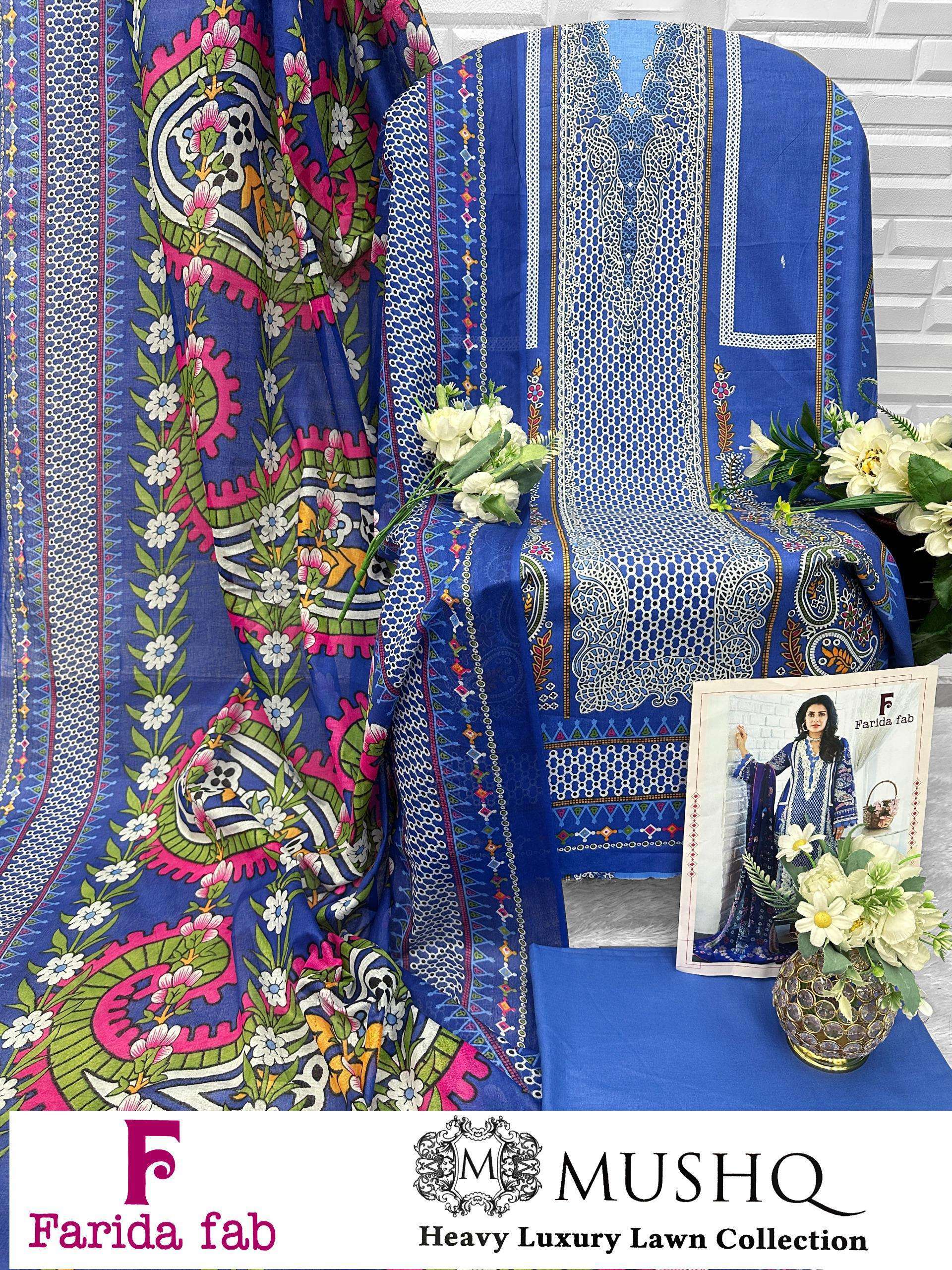 FARIDA FAB MUSHQ COTTON DIGITAL PRINTS UNSTITCH STITCH SALWAR KAMEEZ 