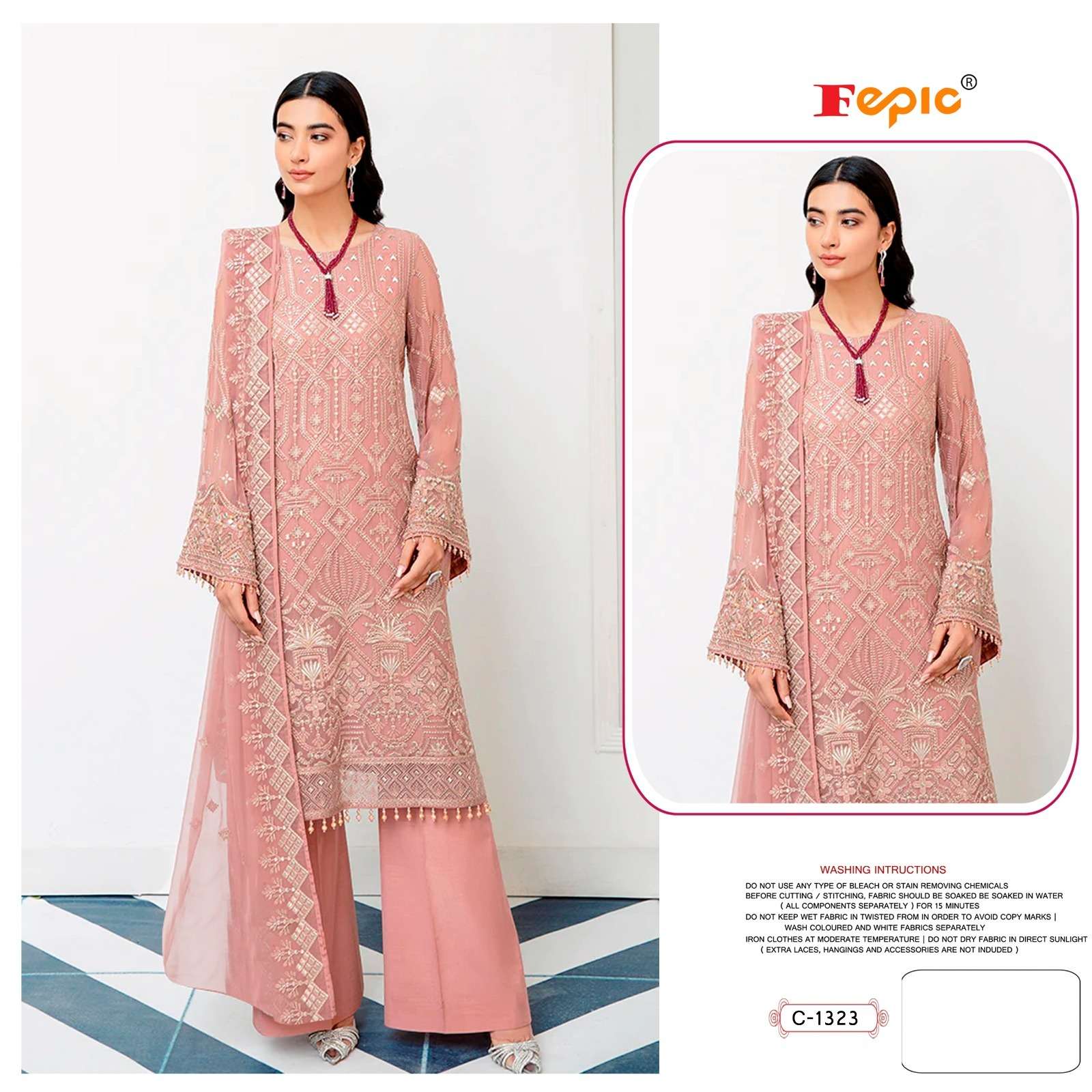 FEPIC ROSEMEEN C 1323 GEORGETTE EMBROIDERED DESIGNER PAKISTANI SUIT