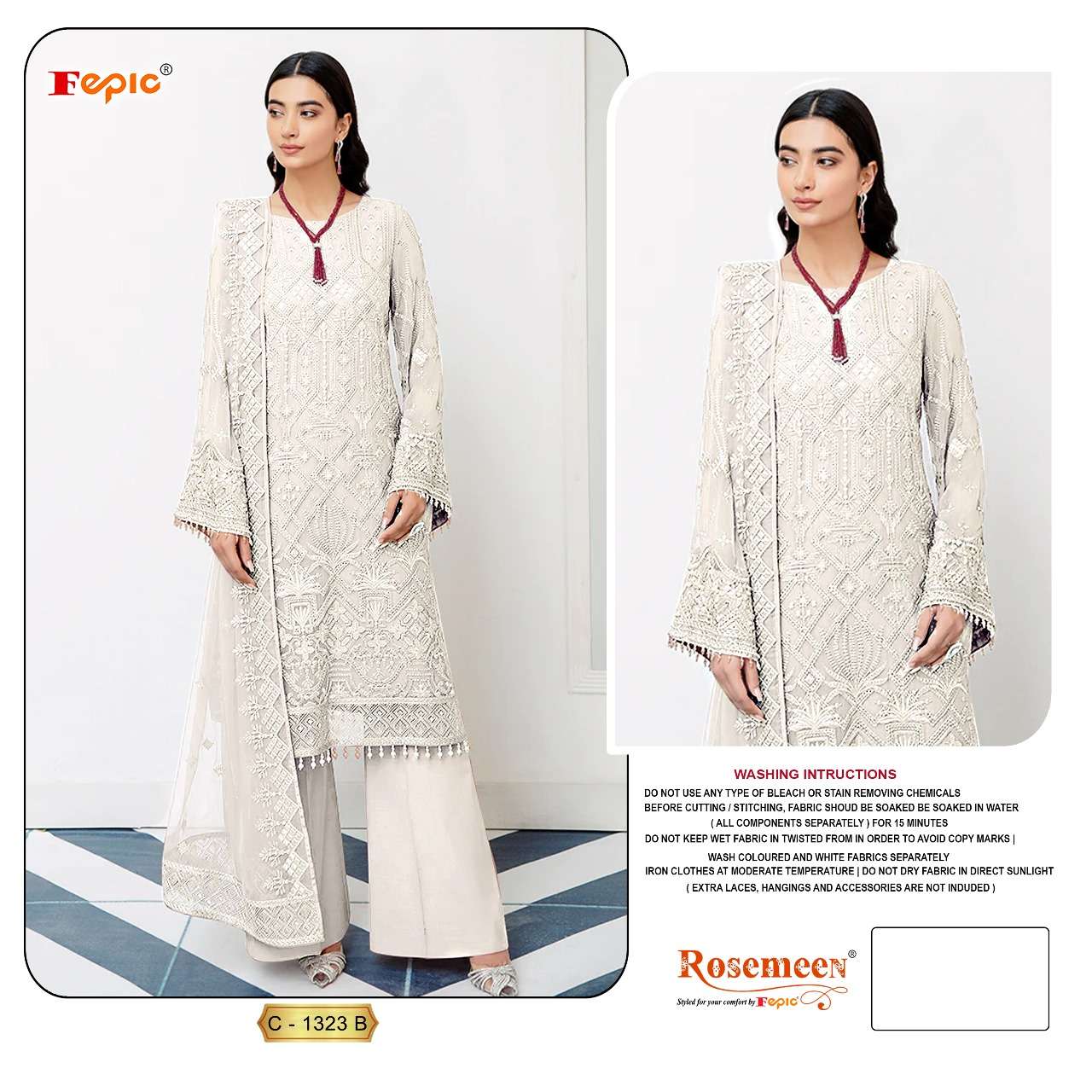 FEPIC ROSEMEEN C 1323 GEORGETTE EMBROIDERED DESIGNER PAKISTANI SUIT