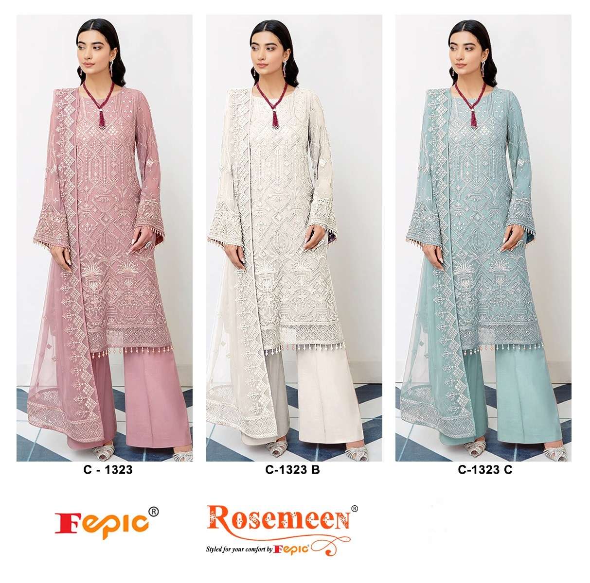 FEPIC ROSEMEEN C 1323 GEORGETTE EMBROIDERED DESIGNER PAKISTANI SUIT