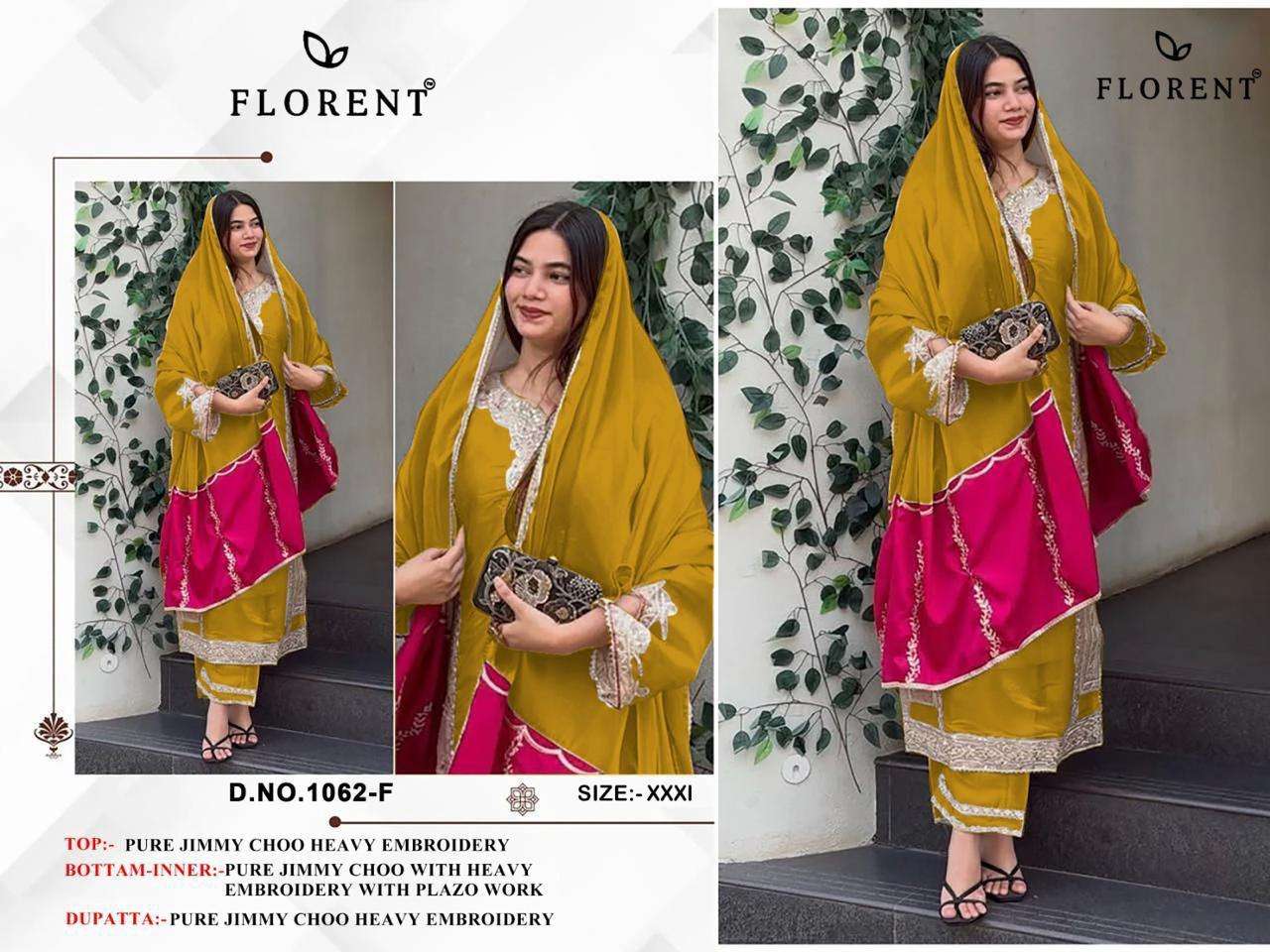 FLORENT D NO 1062 JIMMY CHOO FABRIC BEAUTIFUL DESIGNER LOOK PAKISTANI SUIT