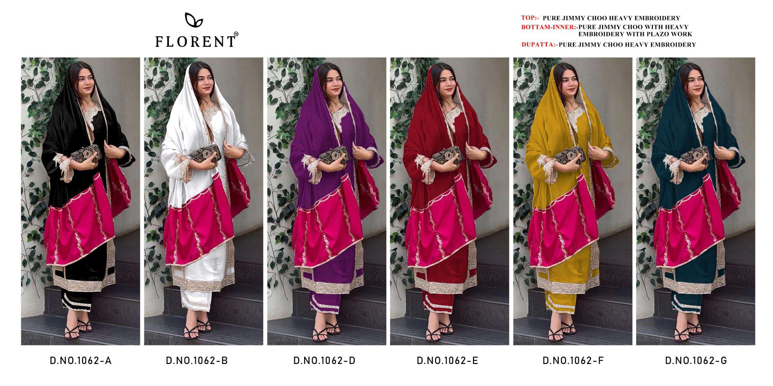 FLORENT D NO 1062 JIMMY CHOO FABRIC BEAUTIFUL DESIGNER LOOK PAKISTANI SUIT