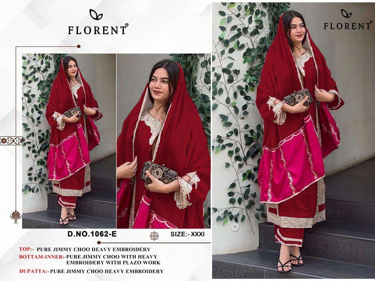 FLORENT D NO 1062 JIMMY CHOO FABRIC BEAUTIFUL DESIGNER LOOK PAKISTANI SUIT